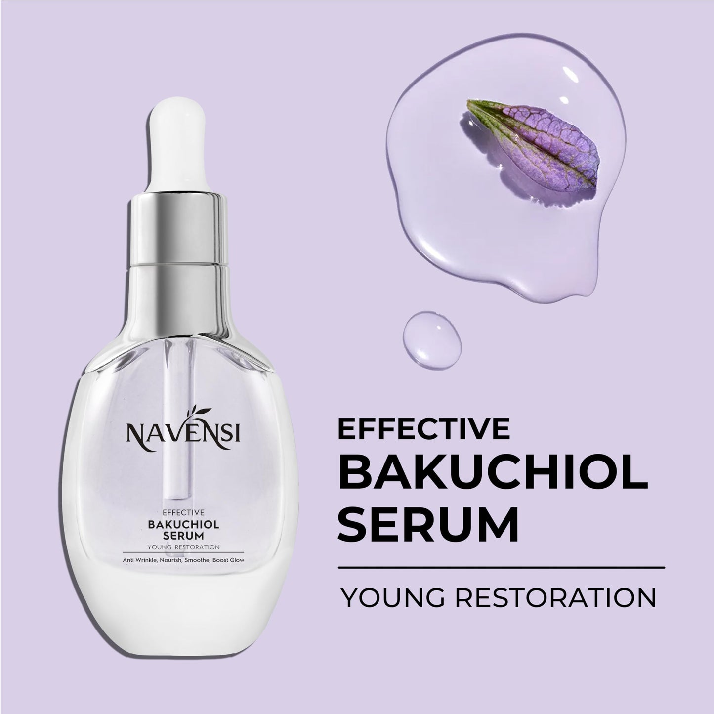 Navensi Bakuchiol Serum 50ml Natural Retinol Alternative with Hyaluronic Acid & Vitamin C Anti-Aging Face Serum for Fine Lines, Wrinkles & Dark Spots Hydrating, Firming & Brightening