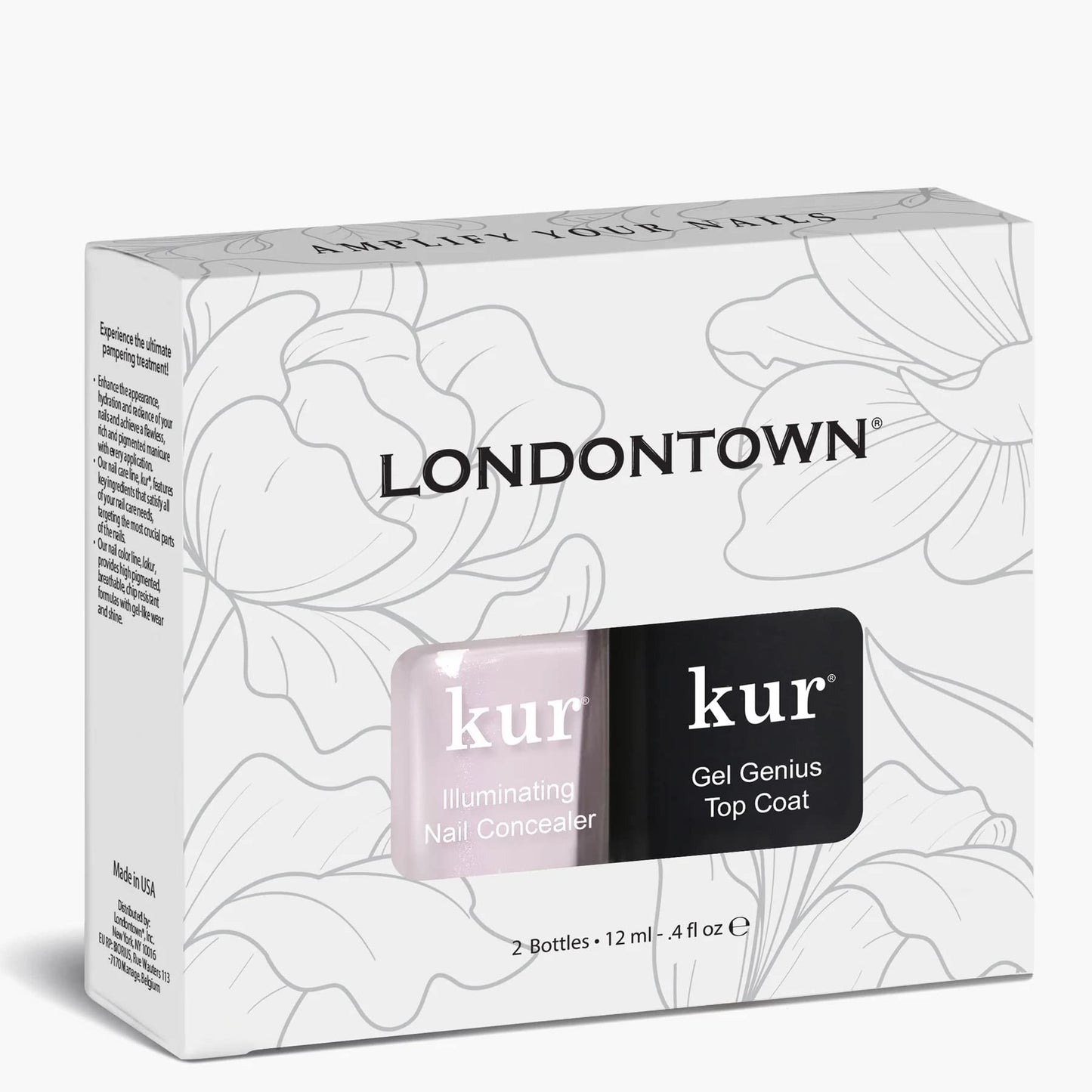 LONDONTOWN kur Pink Nail Conceal & Go Duo Set, Includes Pink Nail Illuminating Concealer & Gel Genius Top Coat, 2 Piece Set, 0.4 Fl Oz