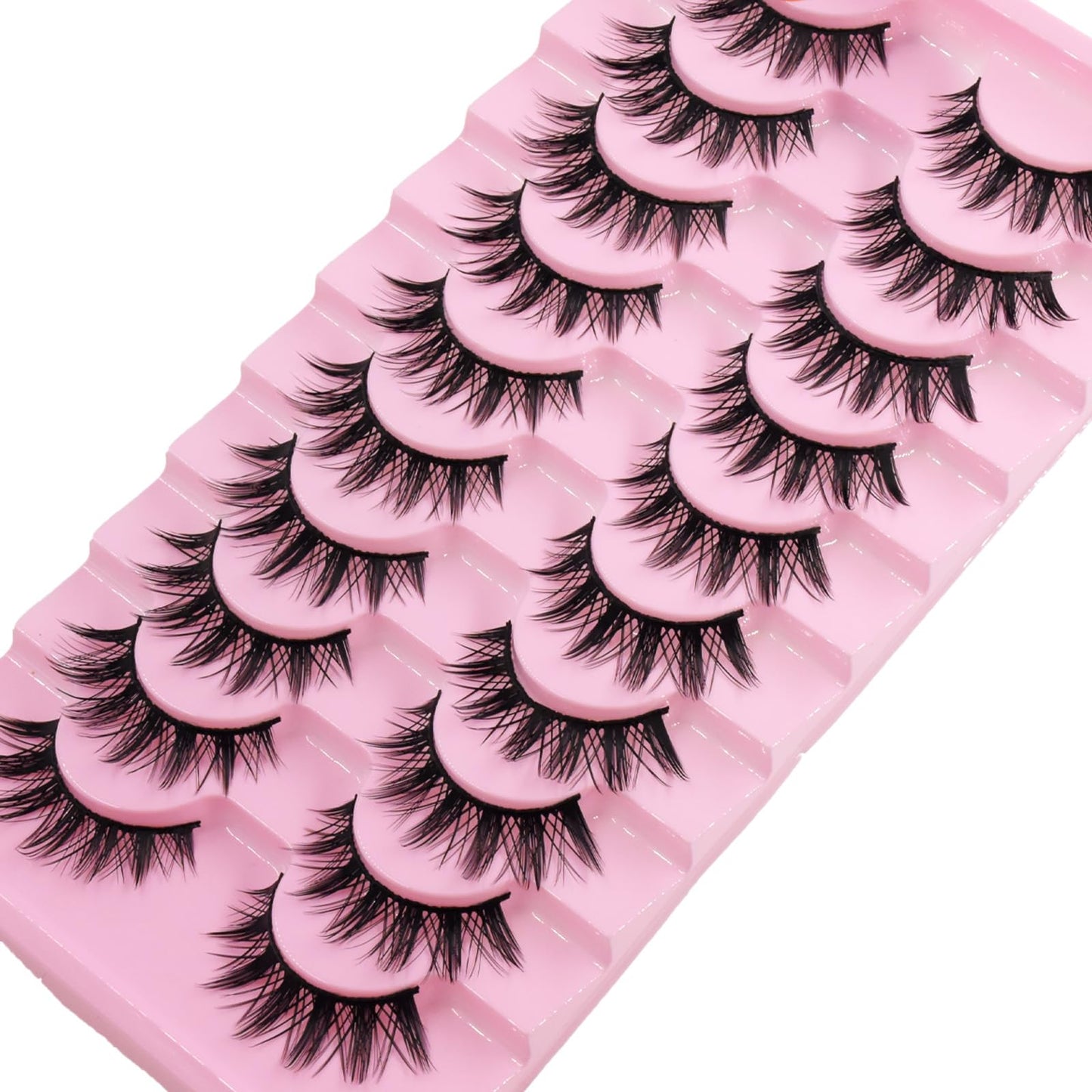 AUGENL 10Pairs False Eyelashes Cute Japanese Style Makeup Thick Eye Lash Extension,Cosplay Anime Makeup Eyelashes Reusable Lashes Manga Eye Makeup Tools (H03)