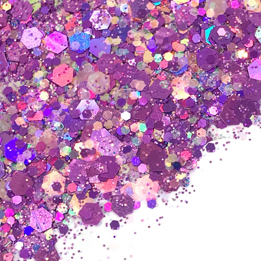 Purple Face & Body Glitter - Lilac Chunky Glitter - Cosmetic Grade - Uses Include: Festival Rave Makeup Face Body Nails Resin Arts & Crafts, Resin, Tumblers, Bath Bombs - Solvent Resistant