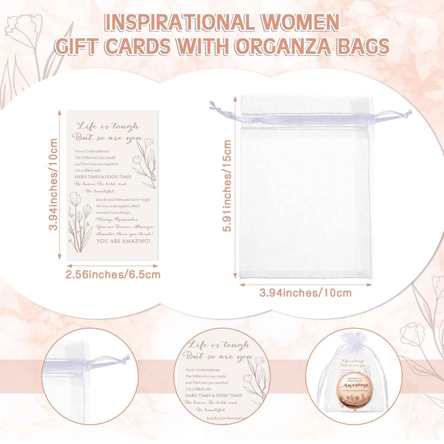 CroBlissful 10 Sets Christmas Women Gifts Inspirational Compact Mirror Makeup Rhinestone Purse Double Sided Folding Mirror with Gift Cards for Women Party Favors Nurse Adults