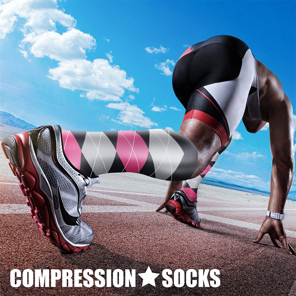 CHARMKING Compression Socks for Women & Men Circulation (3 Pairs) 15-20 mmHg is Best Athletic for Running, Flight Travel, Support, Cycling, Pregnant - Boost Performance, Durability (S/M, Multi 41)