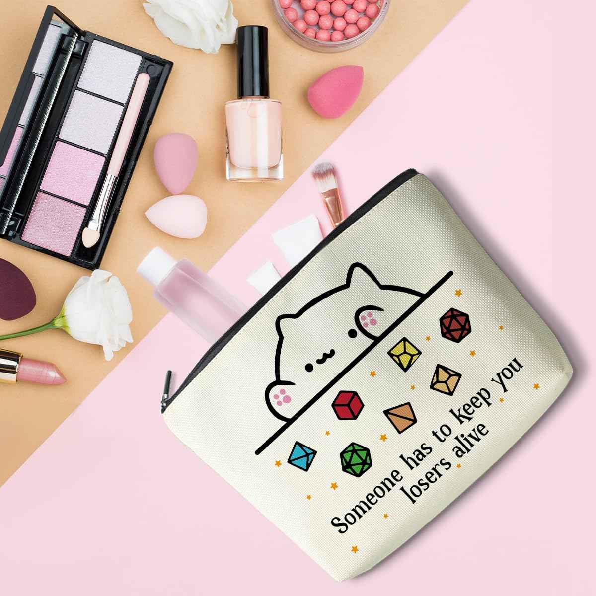 DnD Collection Class Character Makeup Bag Cat Throwing Dice DnD Dungeon Master Cosmetic Bag Dungeon Master Gifts Gamer Dice Bag Dragons Gamer Gift Dungeons And Dragons Gifts for Women