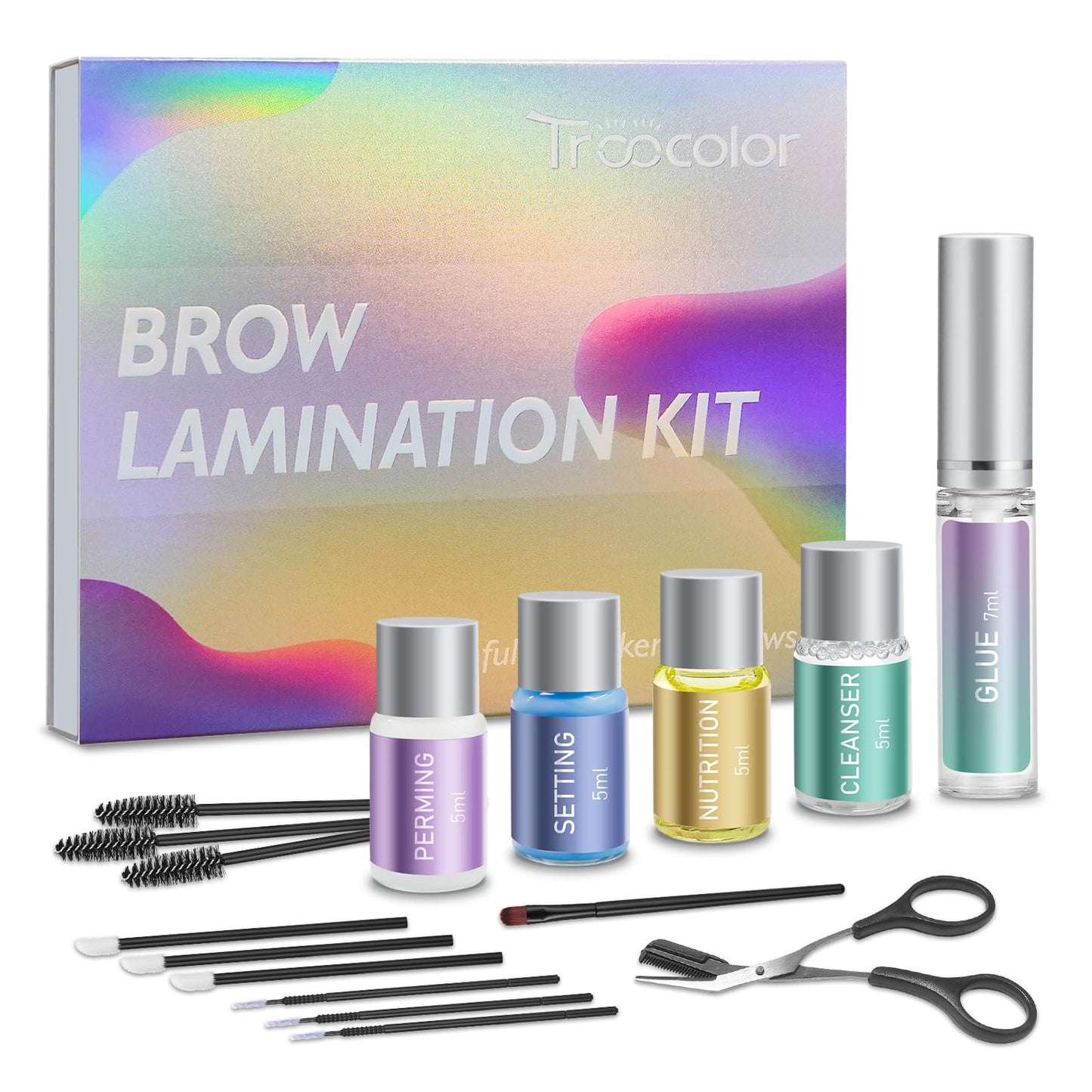 Troocolor Eyebrow Lamination Kit, Professional Eye Brow Lamination Kit Salon Grade Get Fuller and Thicker Eyebrow Result at Home Lasts Up to 6 Weeks, Cruelty-Free