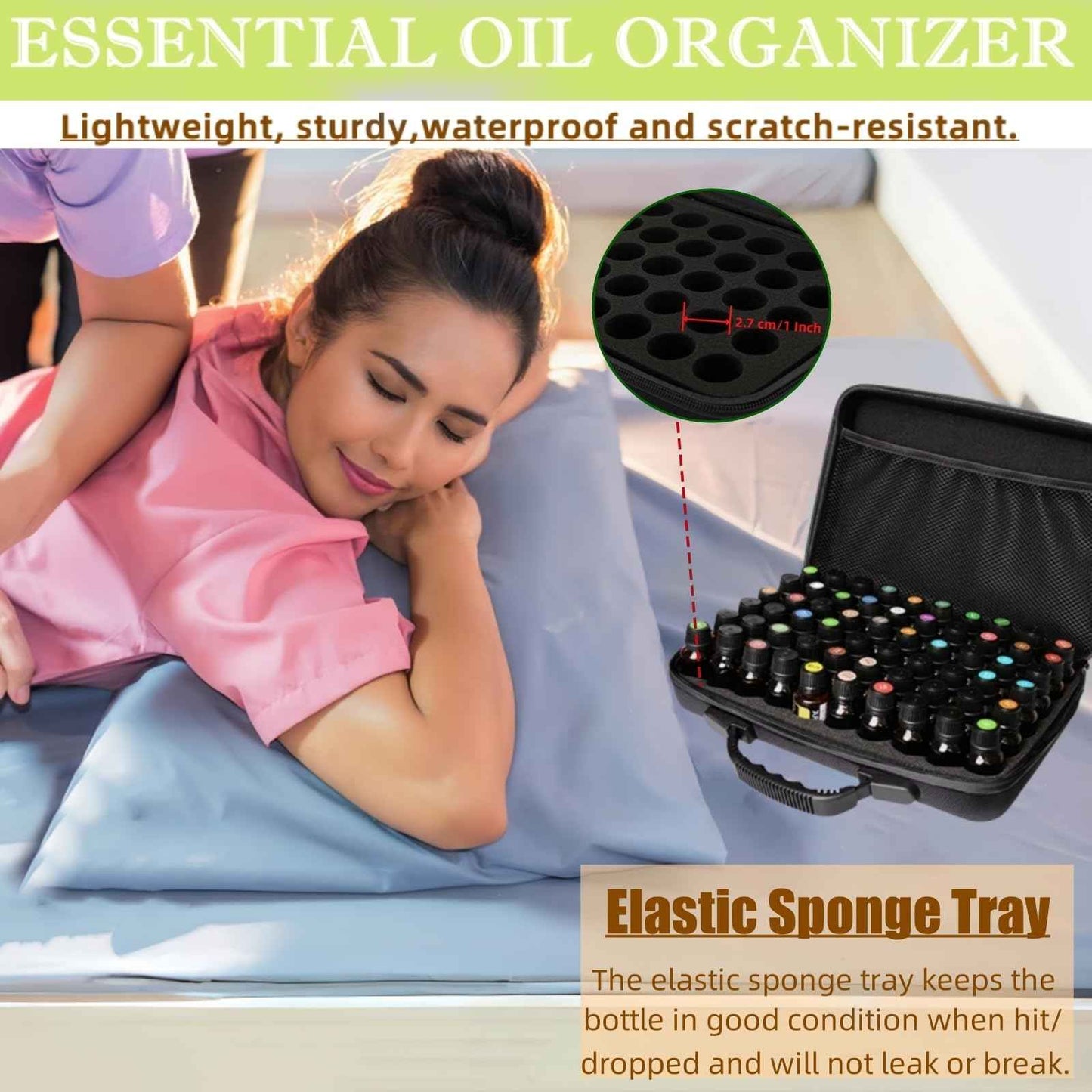 BLIRITEL 60 Bottles EVA Essential Oils Organizer, Hard Shell Essential Oil Storage Carrying Case, Essential Oils Holder Traveling Bag with Foam Insert, Holds 5ml,10ml,15ml Essential Oils (Black)