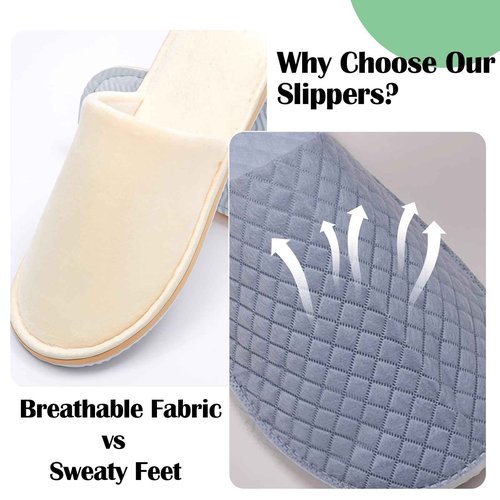 16 Pack Premium Spa Slippers Cooling Breathable Design Non Slip for Hotels Travel Home Use Bulk Value Set with Transparent Pouch（gray）