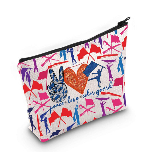 WZMPA Color Guard Cosmetic Makeup Bag Color Guard Inspired Gift Peace Love Color Guard Makeup Zipper Pouch Bag For Women Girls (Color Guard F)