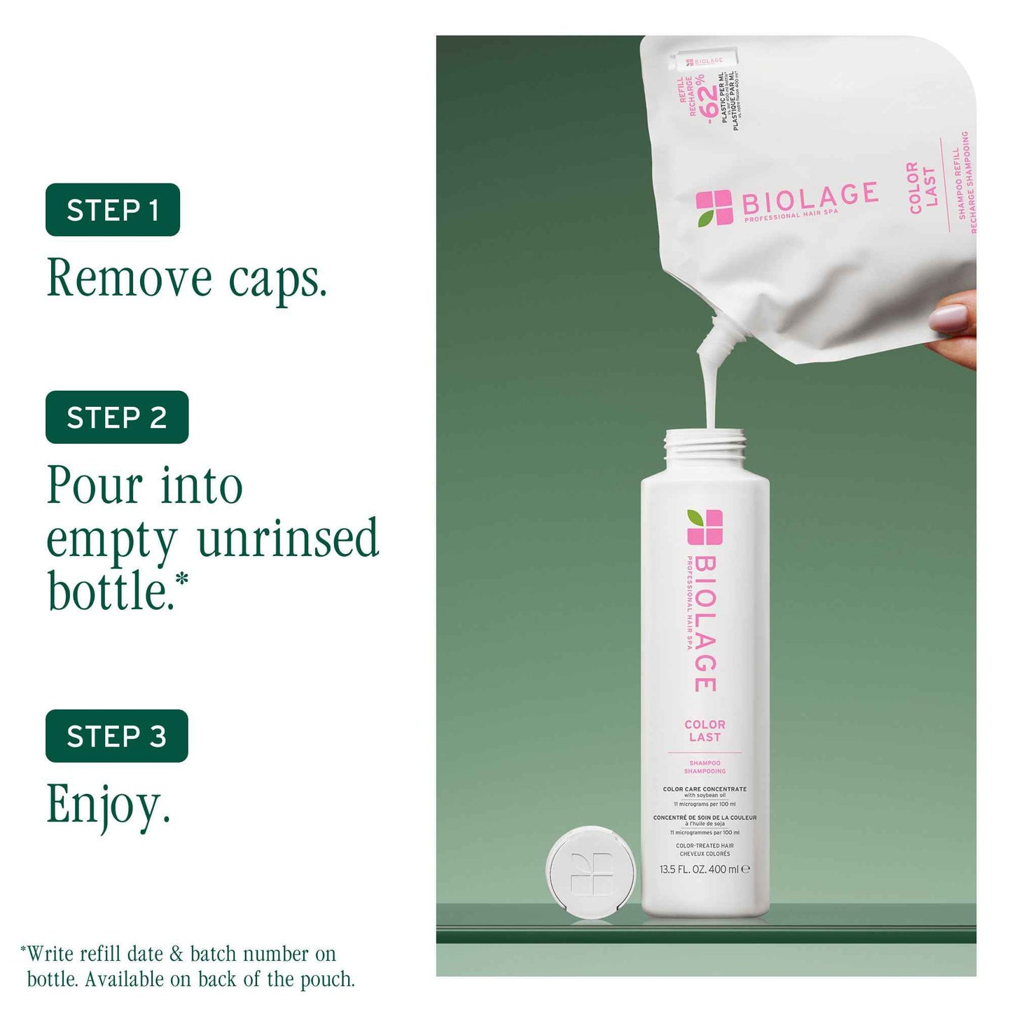 Biolage Color Last Shampoo Refill - For Color-Treated Hair, Nourishes, Strengthens, Hydrates and Adds Shine, Soybean Oil & Stearic Acid, Paraben & Mineral Oil-Free, Vegan, 16.9 Fl Oz