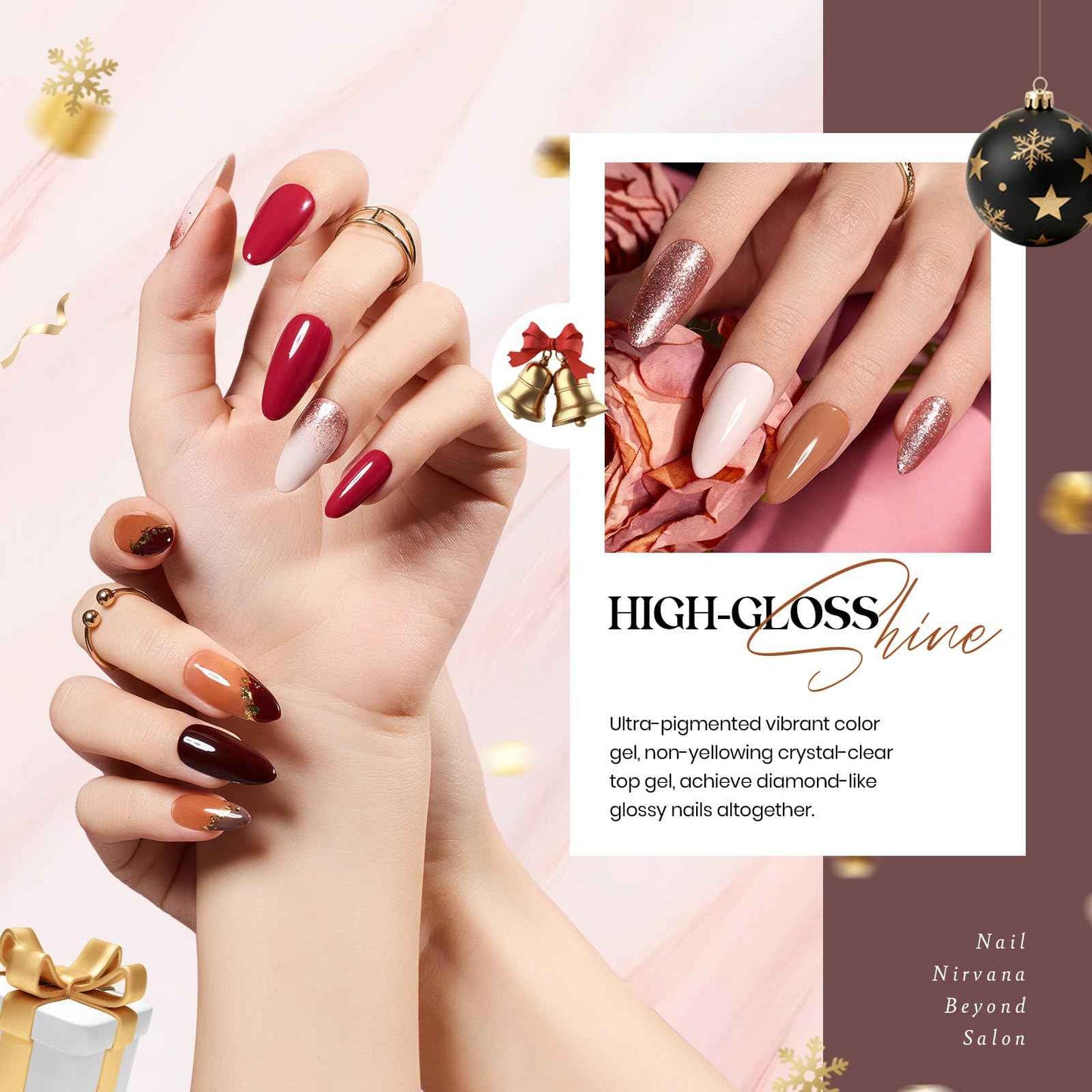 Beetles Fall Gel Nail Polish Set, 23Pcs Brown Burgundy Red Nude Pink Gel Polish Set with Base Top Coat Verse of Roses Kit, Soak off Uv Gel Golden Glitter Holiday Nail for Women