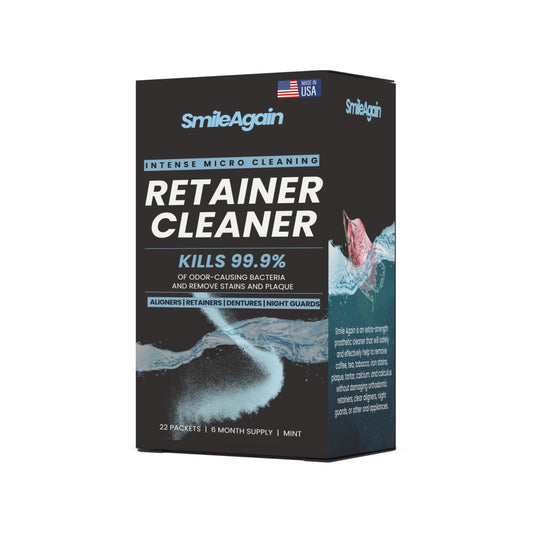 Smile Again Retainer Cleaner | 180 Cleanings (22 Pack/6 Month Supply) | For Clear Aligners, Dentures, Retainers, Mouth Guards & Night Guards - Cleaning Crystals, Mint