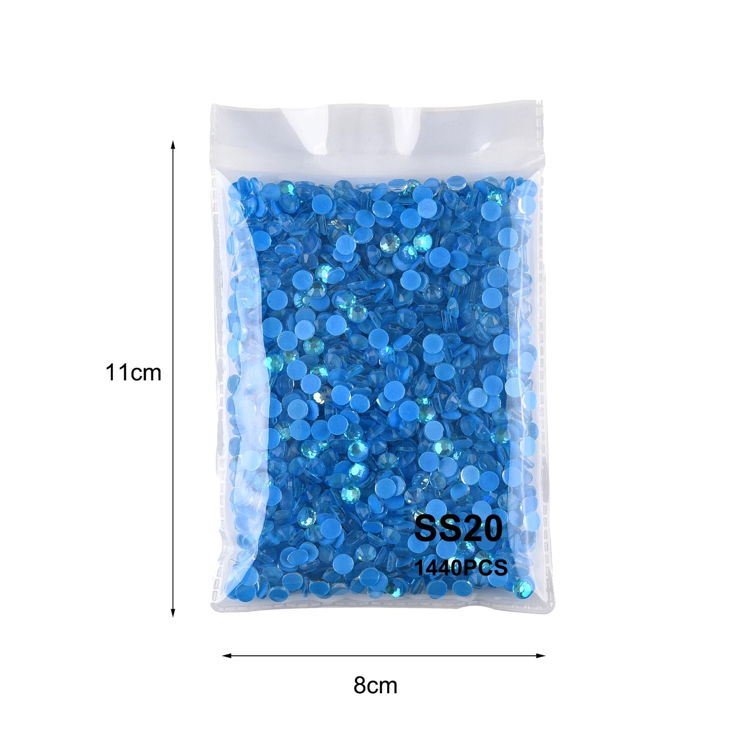 Blinginbox Flatback Glass Rhinestones,Luminous Gems 1440pcs Non Hotfix Crystal Rhinestones for Nail Crafts Clothes Tumblers Face Makeup,Blue AB Luminous,SS20