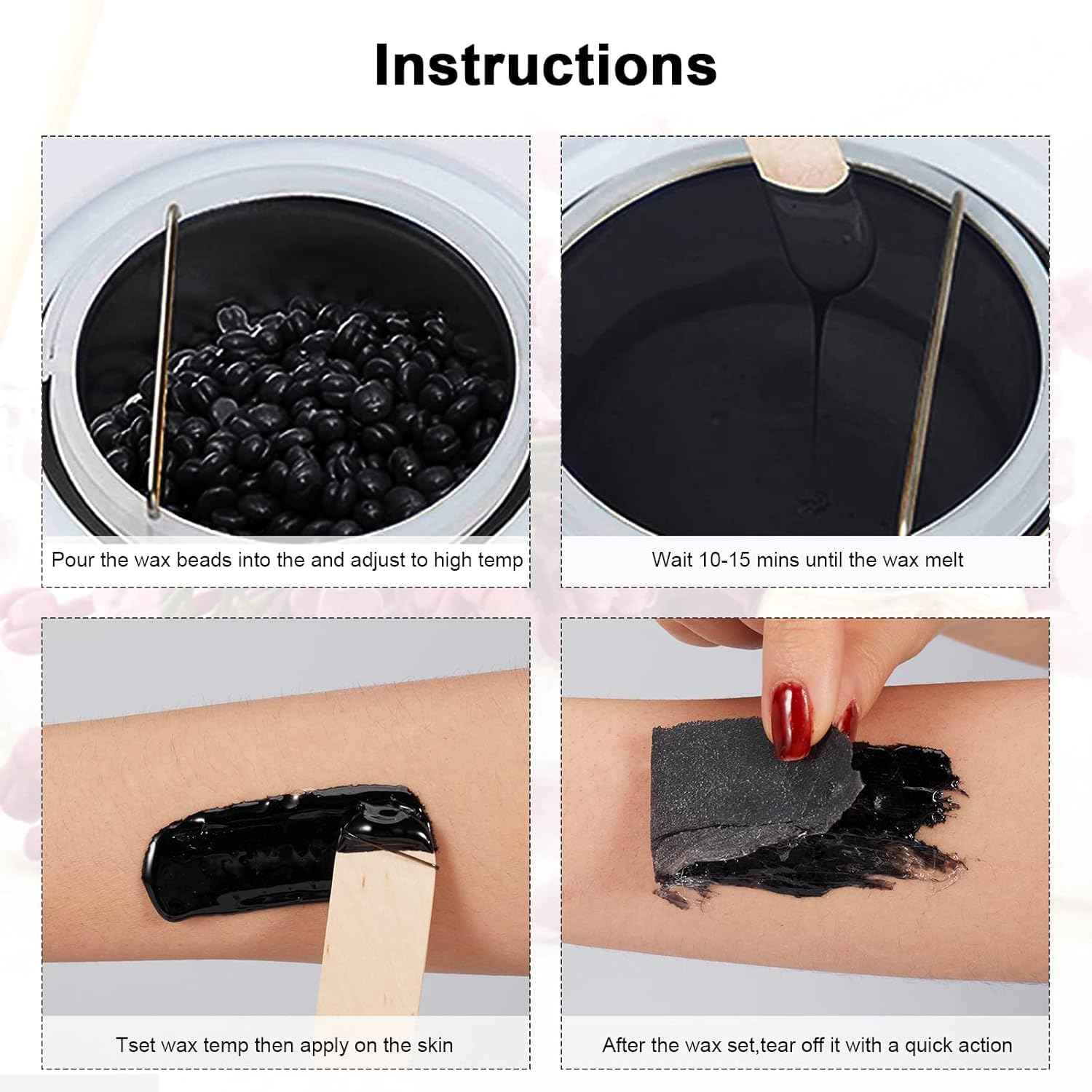Wax Beads, 3.3pounds Hard Wax Beads Bulk for Hair Removal, Face Brazilian for Bikini, Leg, Underarm, Wax Beans At Home Waxing Kit (Black Currant)