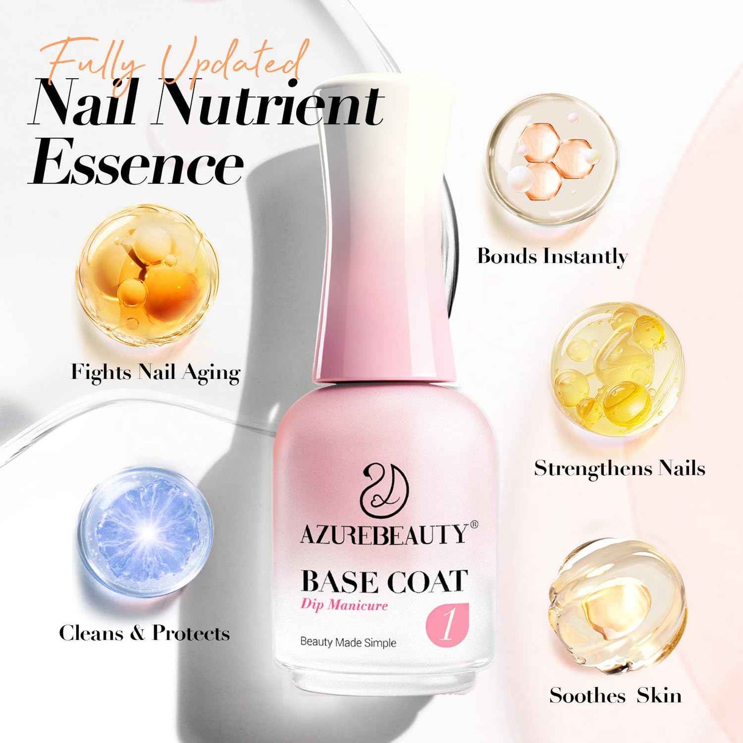 AZUREBEAUTY Dip Powder Liquid Set - 8Pcs 15ml/0.5oz Upgraded Bond, Base Coat, Activator & Top Coat | DIY Home Salon Necessary Tools