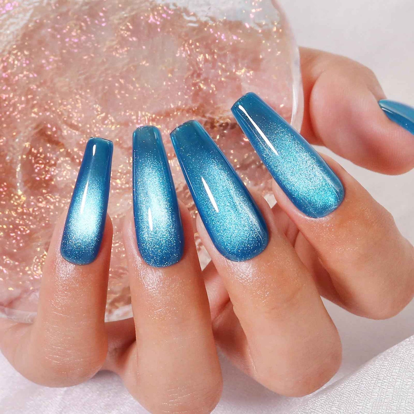 Firedeep 10ml Hema-Free Cat Eye Gel Nail Polish Set with Magnet 6 Colors Pink Green and Blue Magnetic Nail Polish DIY at Home Salon Art Gift for Women