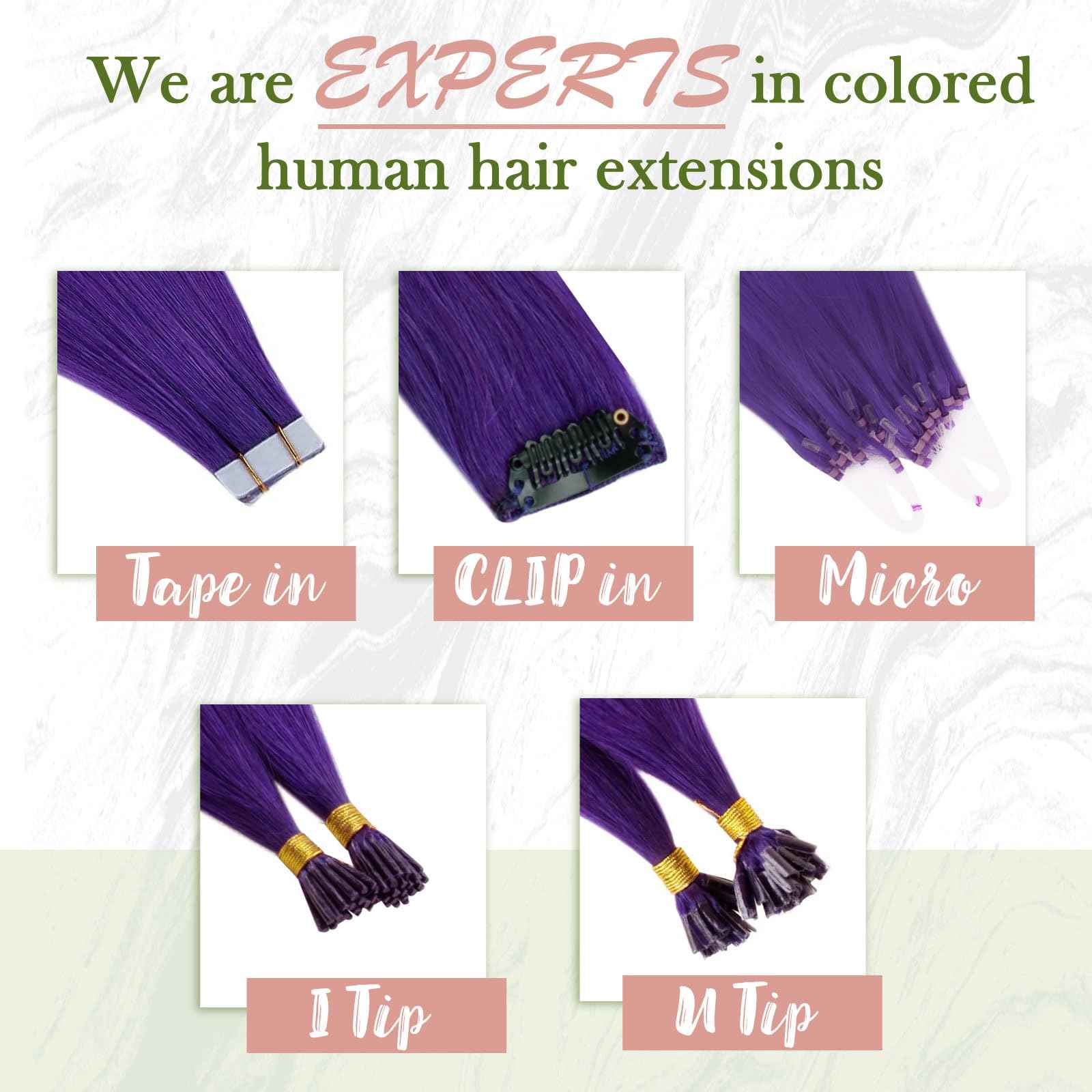 RUNATURE Tape in Hair Extensions Human Hair 18 Inch Purple Tape in Hair Extensions Purple Human Hair Tape ins Purple Hair Extensions Tape in Extensions Purple Extensions Hair for Highlight 25g 10pcs