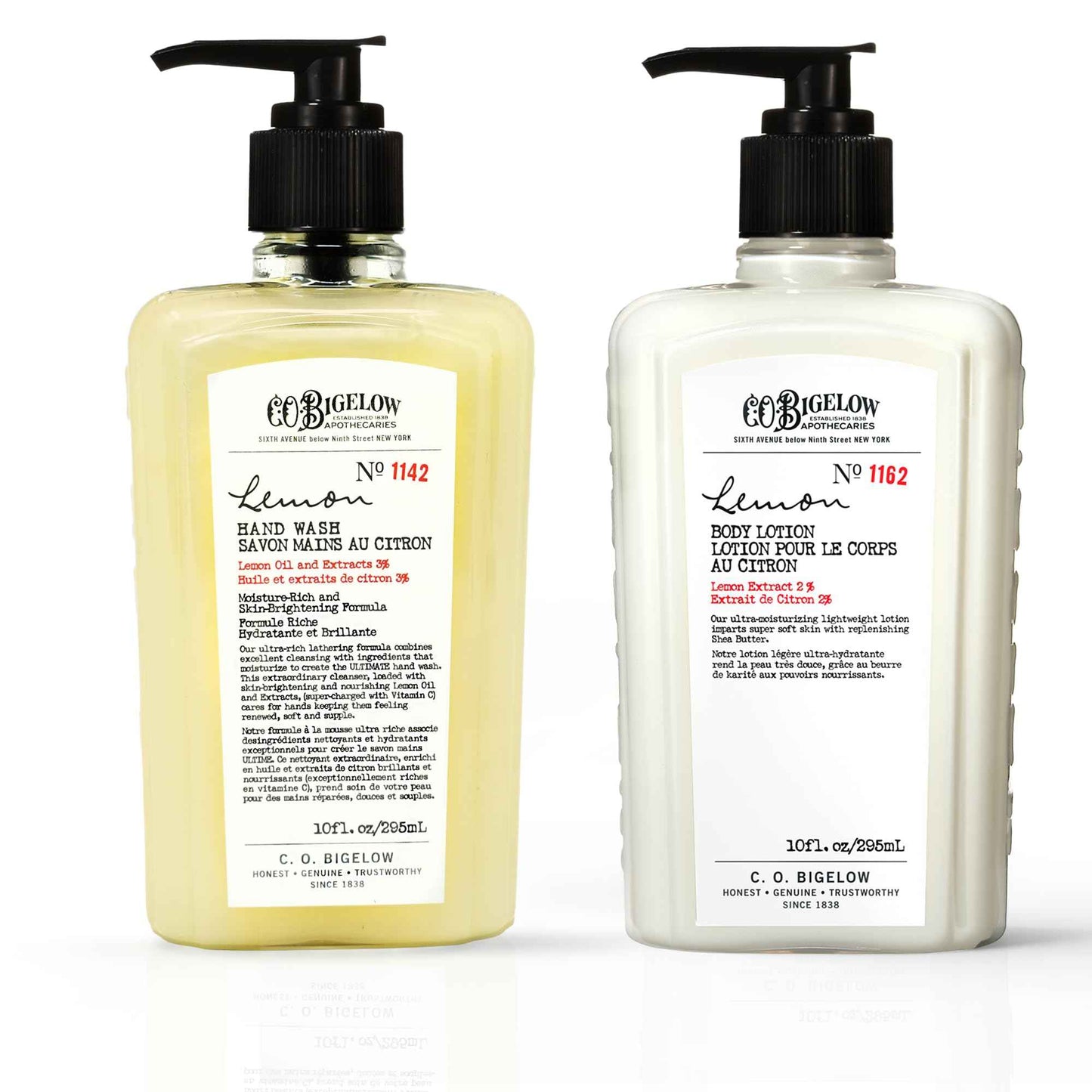 C.O. Bigelow Lemon Hand Wash No. 1142, 10 fl oz. & Lemon Body Lotion No. 1162, 10 fl oz.