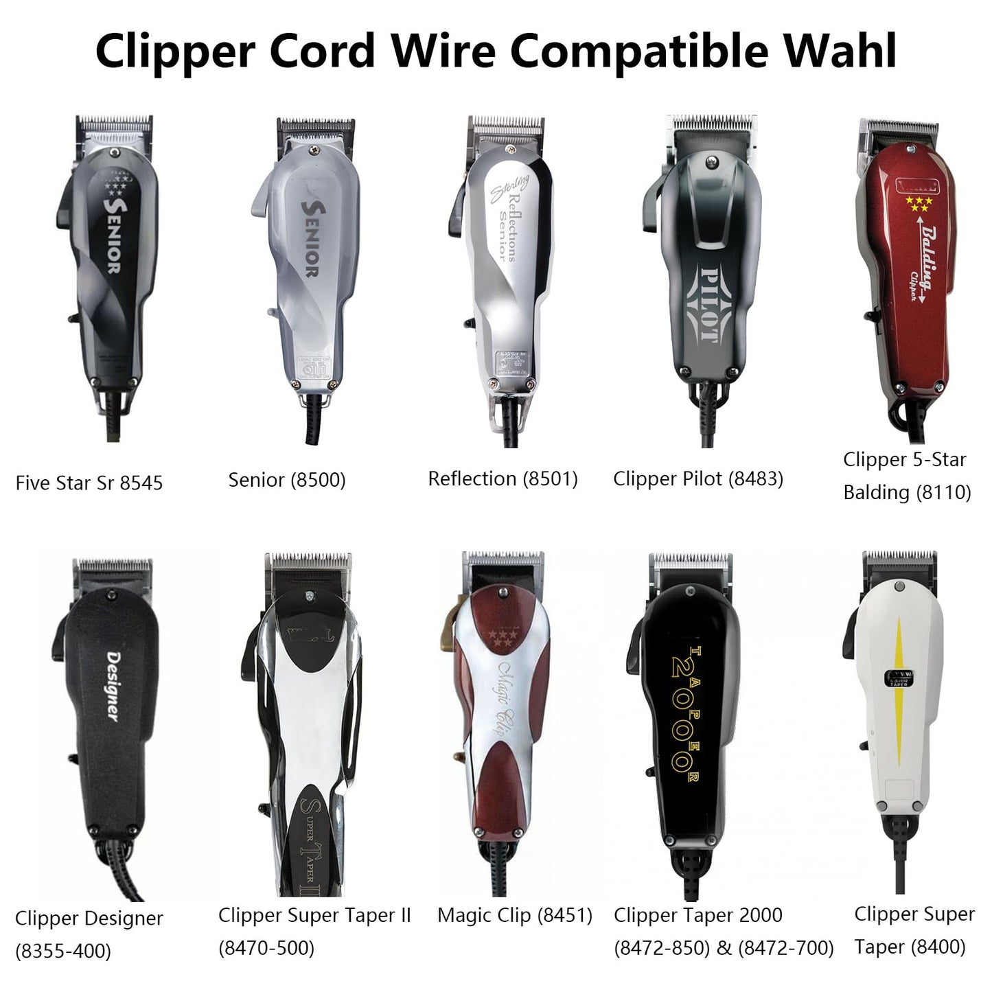 BestRec 00647-500 for Wahl Original Clipper Cord (NEW Style - Check Wires at End of Cord) Five Star Sr, Senior, SuperTaper, Designer, Balding, Magic Clip