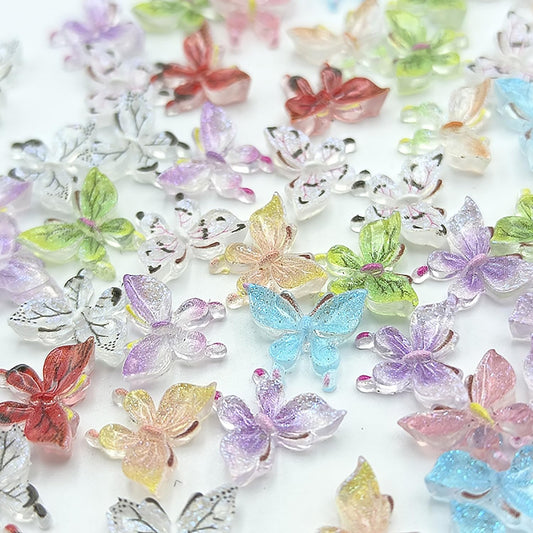 DANNEASY 100pcs Luminous Butterfly Nail Charms 3D Glitter Butterflies Charms for Nails Glow in The Dark Nail Studs 12 Gradient Colors Nail Art Butterfly Nail Jewels DIY Craft Nails Decoration