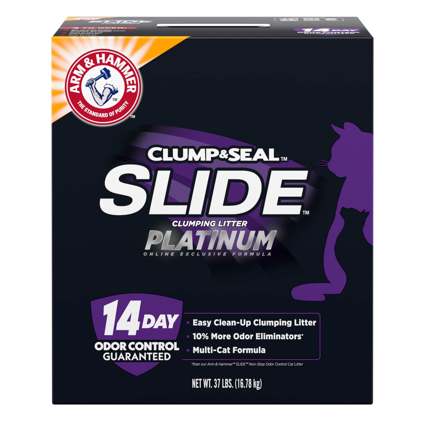 Arm & Hammer Platinum SLIDE Easy Clean, Clumping Litter, Multi-Cat, 37 Lbs