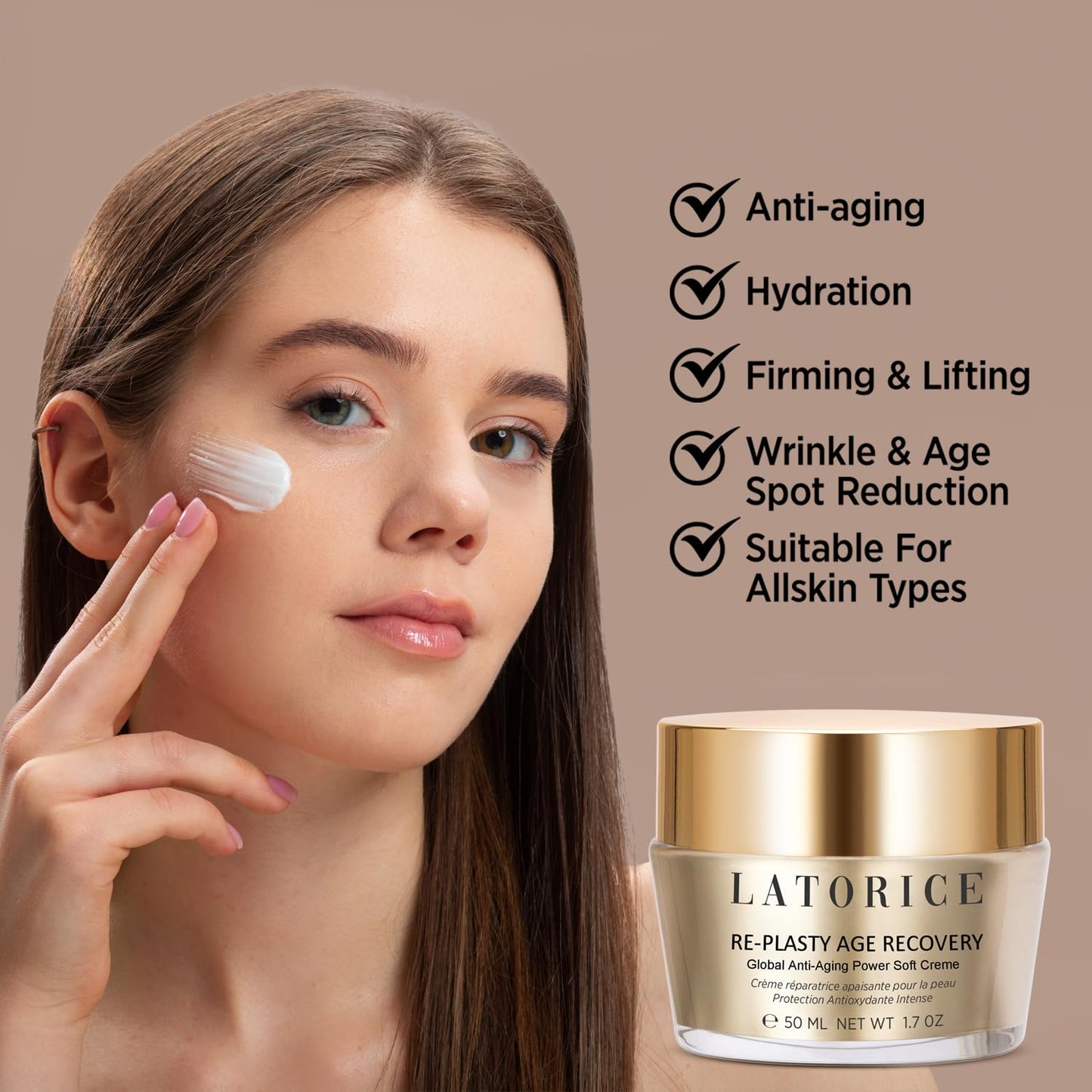 LATORICE Re-Plasty Age Recovery Face Cream: Face Moisturizer - Wrinkle Cream for Women with Vitamin C, Niacinamide, Collagen, Hyaluronic Acid, Peptides - Lifting & Wrinkle Reduction