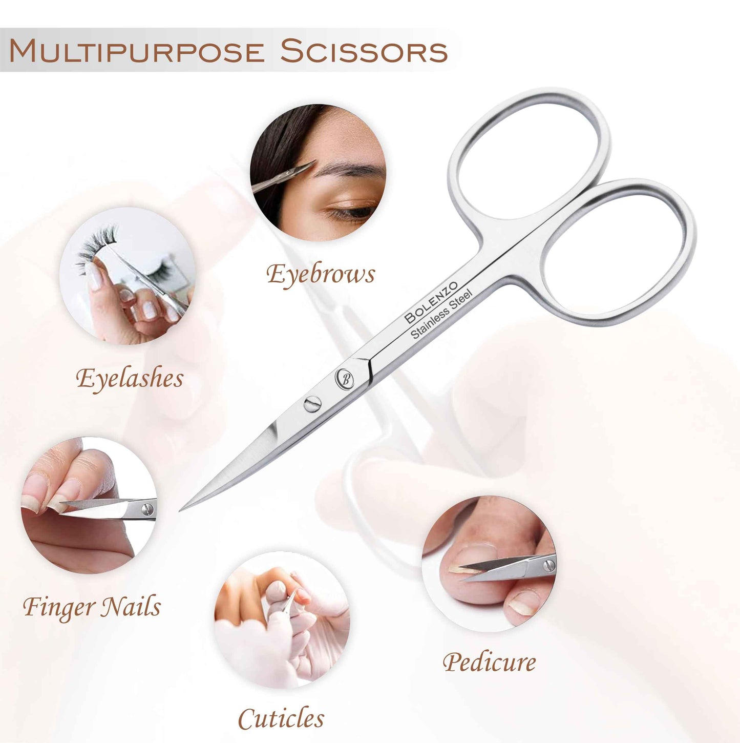Cuticle Scissors Extra Fine Curved - Professional High Carbon Steel Small Grooming Scissors for Nails, Eyebrows, Mustache, Beard, Dry Skin, Eyelash - Nails Scissors for Men & Women (Cuticle Scissors)