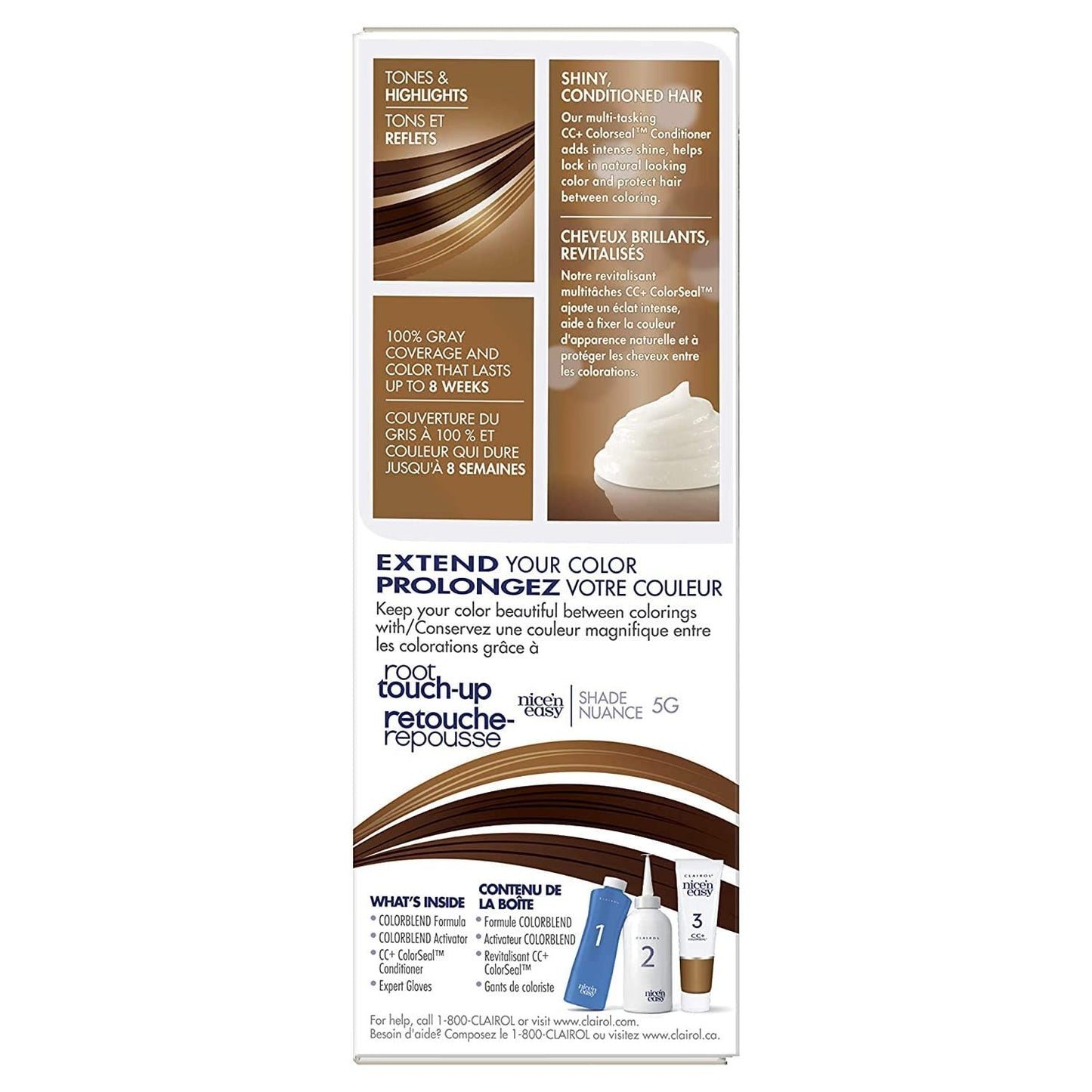 Clairol Nice'n Easy Liquid Permanent Hair Dye, 5G Natural Medium Golden Brown Hair Color, Pack of 3