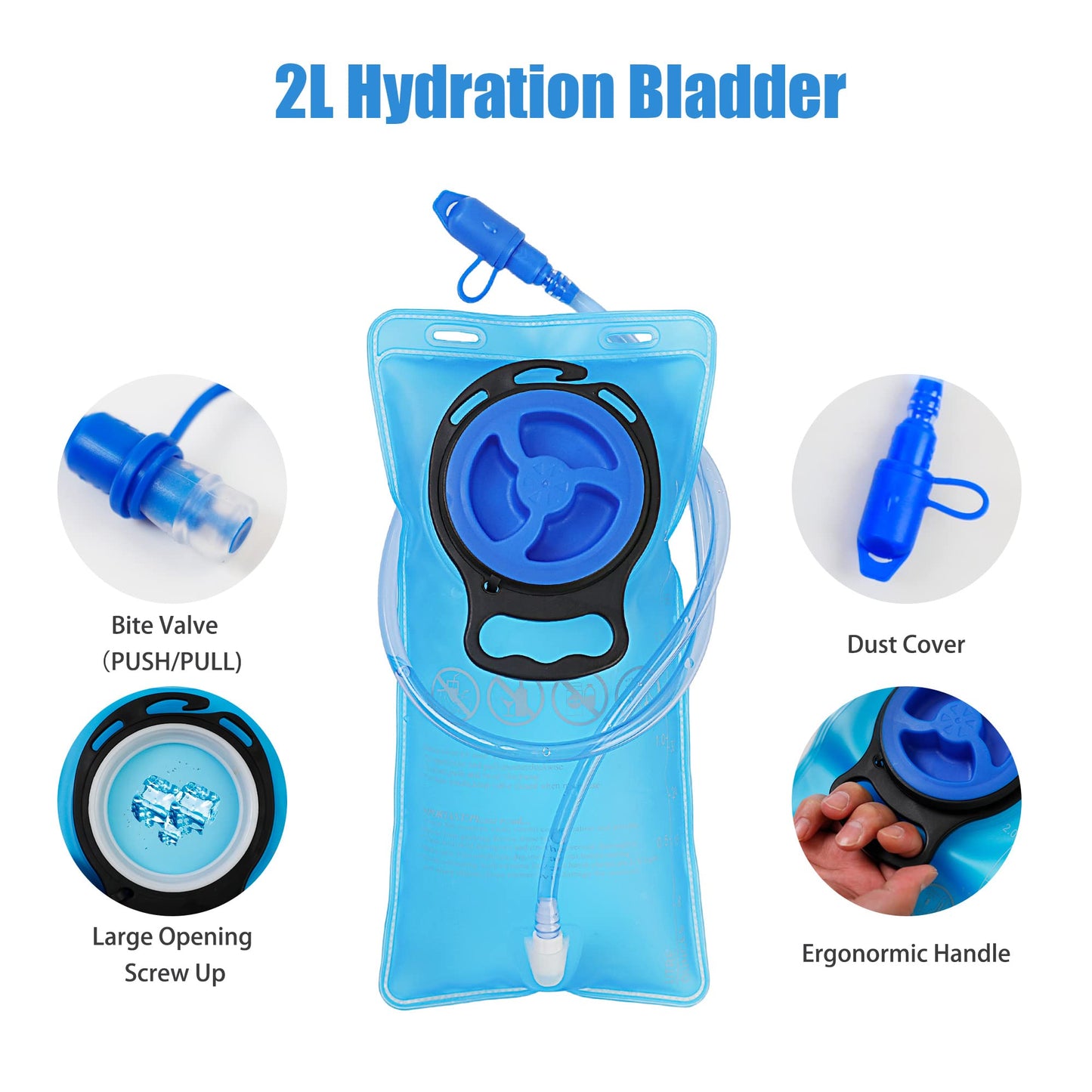 Zavothy Lightweight Hydration Backpack with 2L Water Bladder Water Backpack for Hiking Gear Hydration Pack for Cycling Running Biking Hiking Backpack Blue