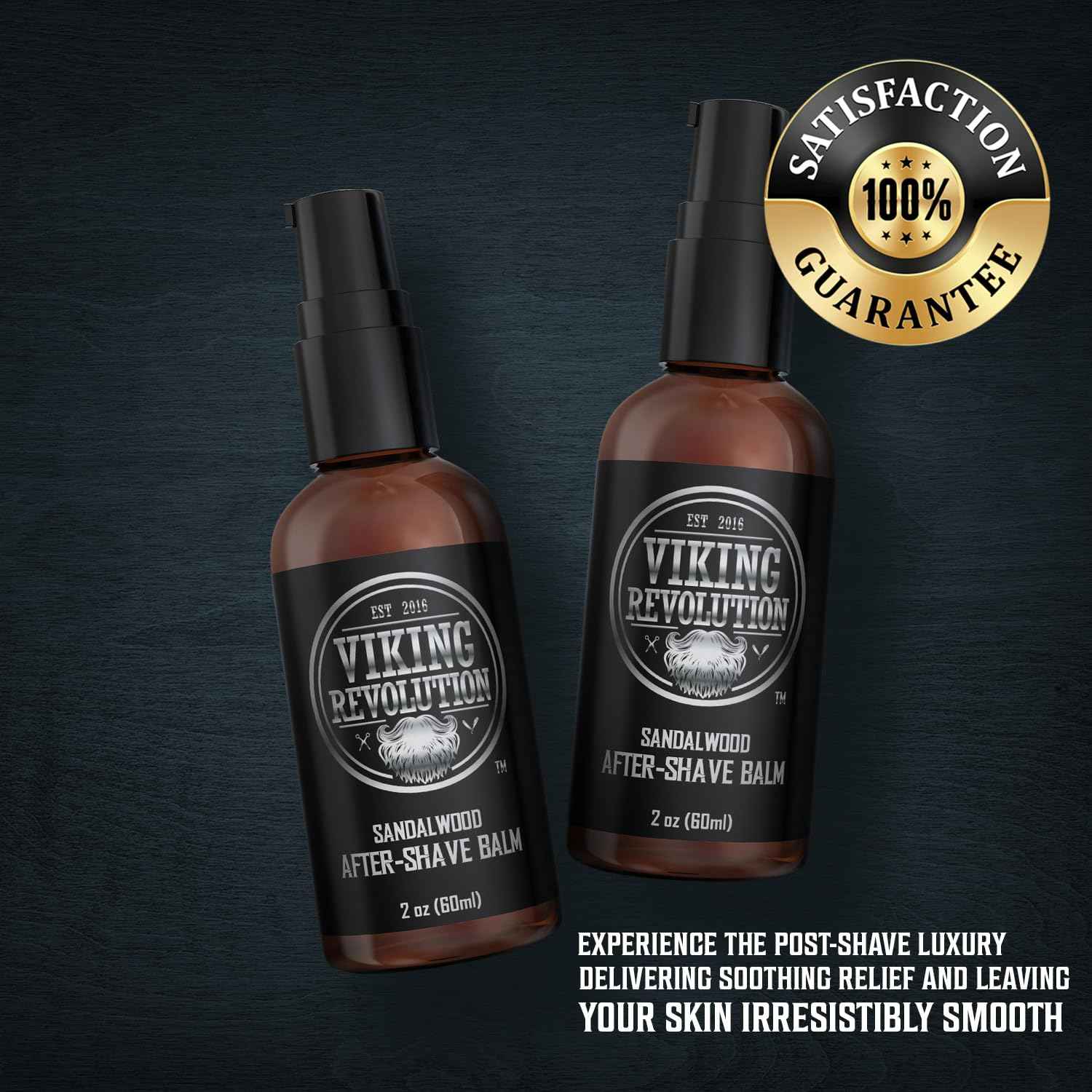 Viking Revolution Luxury After-Shave Balm for Men - Soothes and Moisturizes Face After Shaving - Eliminates Razor Burn for A Silky Smooth Finish - Sandalwood Scent (Pack of 2)
