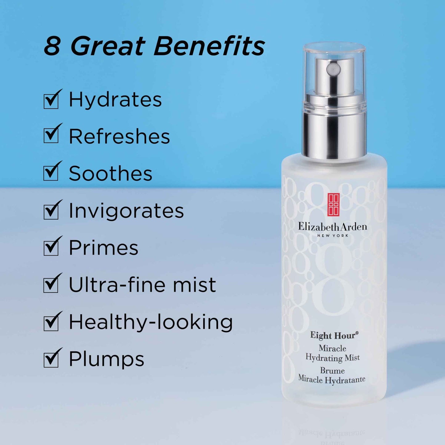 Elizabeth Arden Eight Hour Miracle Hydrating Face Mist, Dewy Facial Spray Moisturizer, Dry Skin Care with Antioxidants & Glycerin, 3.4 fl oz