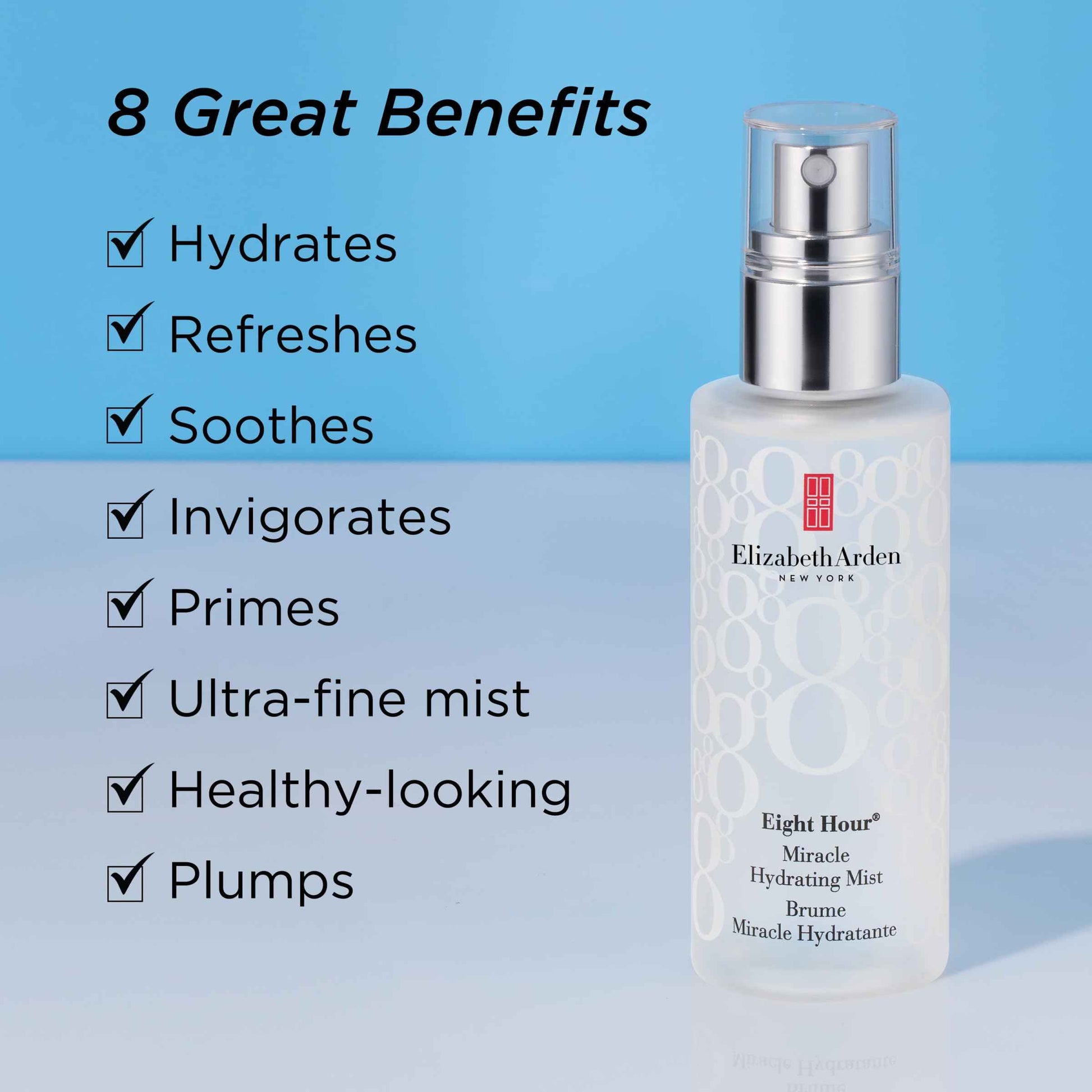 Elizabeth Arden Eight Hour Miracle Hydrating Face Mist, Dewy Facial Spray Moisturizer, Dry Skin Care with Antioxidants & Glycerin, 3.4 fl oz