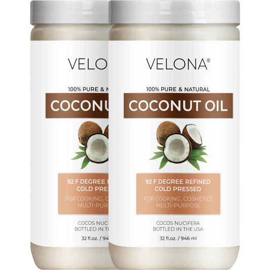 velona Coconut Oil 92 Degree 64 fl oz | 100% Pure and Natural Carrier Oil | in jar | Refined, Cold pressed | Skin, Face, Body, Hair Care | Use Today - Enjoy Results