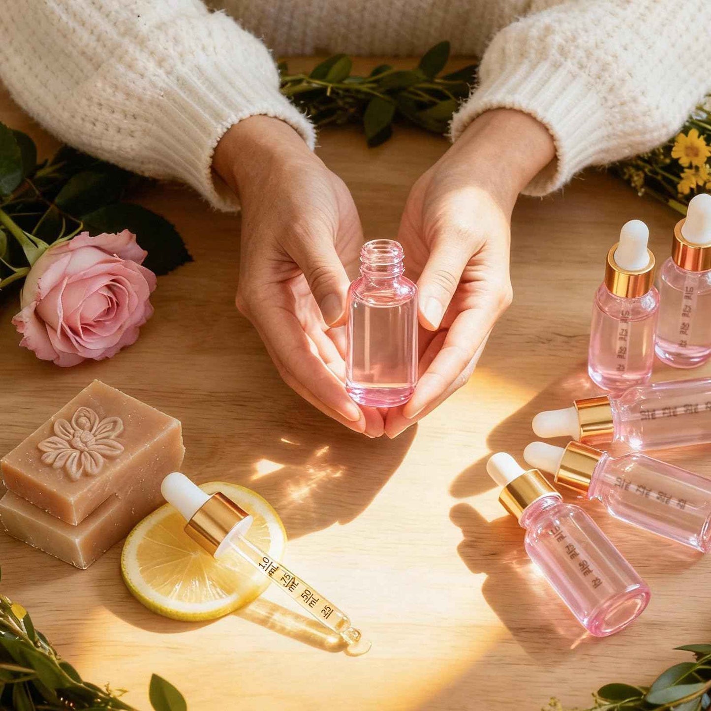 Bumobum 1 oz Dropper Bottle, Pink Glass Dropper Bottle with Glass Measured Dropper & Golden Cap, Empty Eye Tincture Bottles with Funnel & Labels for Essential Oils Serums Tavel Liquids, 4 Pack