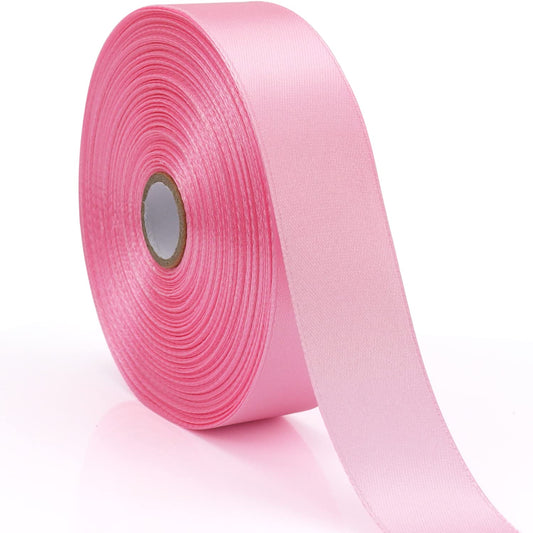 Nsilu 1 inch, Pink Ribbon for Gift Wrapping 50 Yards Perfect Wedding Party Wreath Sewing DIY Hair Accessories Decoration Floral Hair Balloons Other Projects