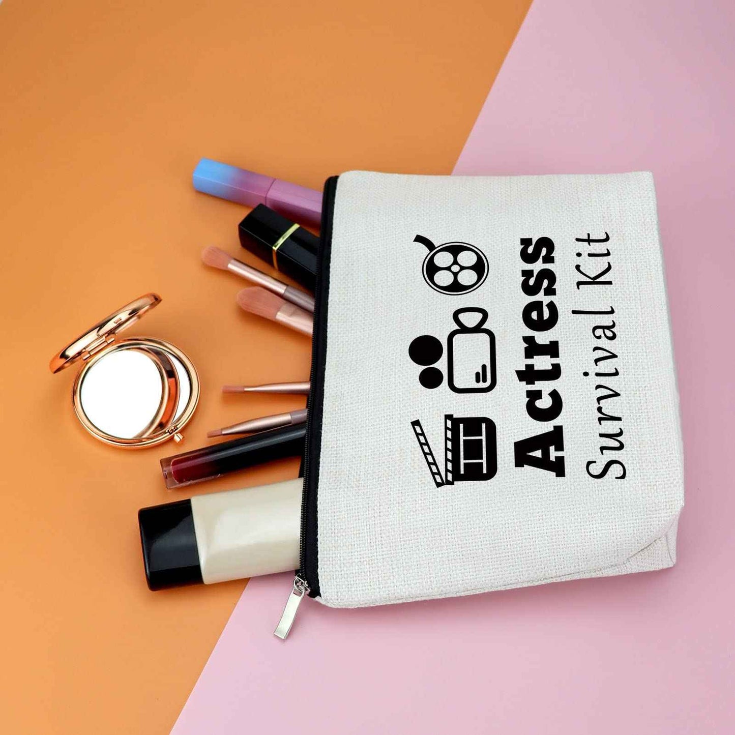 Gfhzdmf Actress Gift Acting Gift for Drama Actor Actress Makeup Bag Theater Present Zipper Pouch Theatre Drama Travel Cosmetic Pouch Funny Actor Student Presents Musical Teacher Graduation prezzie