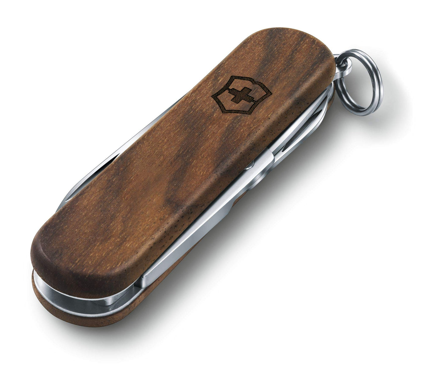 Victorinox Classic SD Walnut Swiss Army Knife, Compact, 5 Functions, Swiss Made Pocket Knife with Small Blade, Screwdriver and Key Ring - Wood