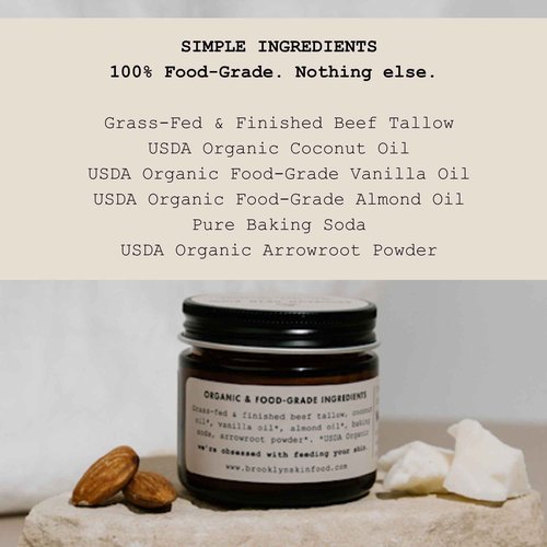 Vanilla Tallow Deodorant – 100% Food-Grade Natural Deodorant with Grass-Fed Tallow & Coconut Oil – 2oz Jar – Aluminum-Free, Baking Soda-Based – For Men, Women & Kids