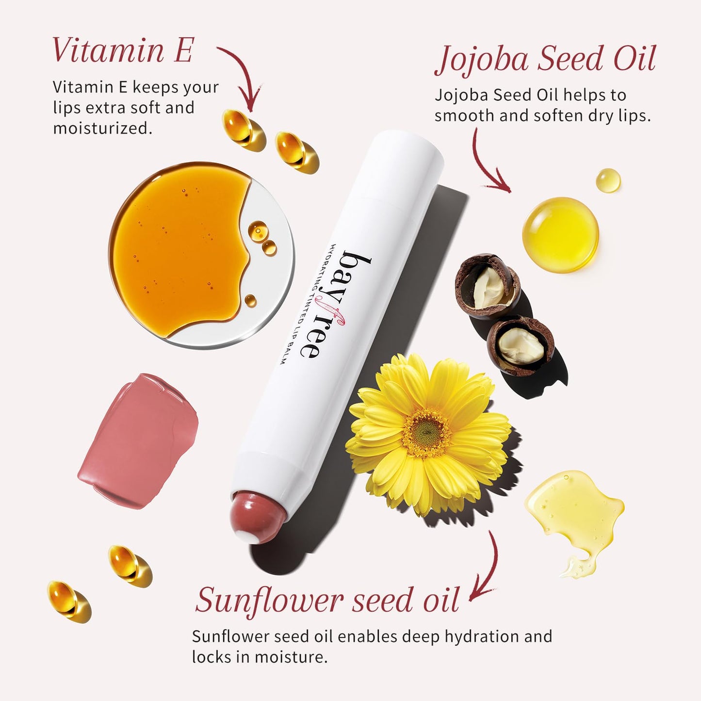 bayfree Tinted Lip Balm Plumper, Glossy, Pump Lips, Lightweight, Moisturize & Tint with Jojoba Seed Oil, Vegan Lip Balm Lip Care Present, Vintage Violet