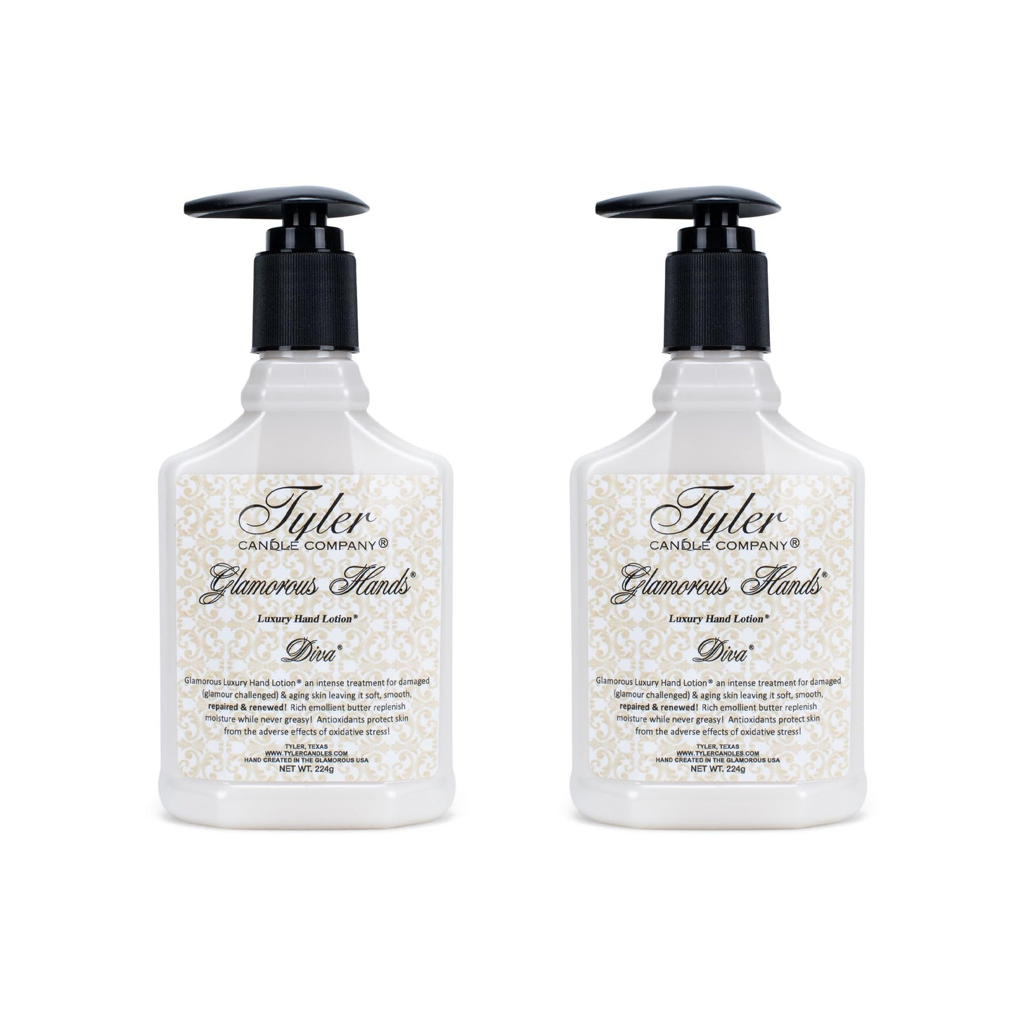 Tyler Glamorous Luxury 8 ounce Hand Lotion Pack of 2, Diva