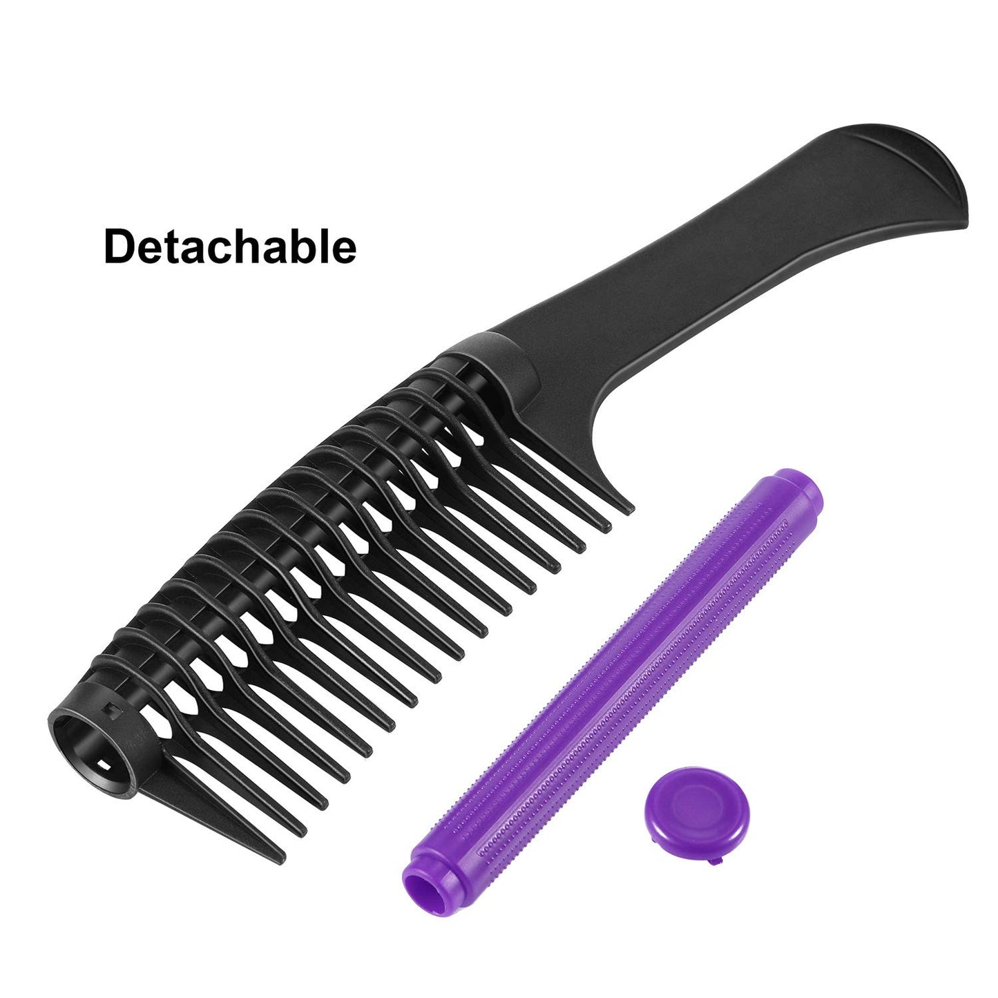 3 Packs Hair Comb, Comb with Roller, Detangling Comb with Roller Integrated Roller Hair Comb, Anti Splicing Comb for Salon Barber Hair Dye (Black Purple)