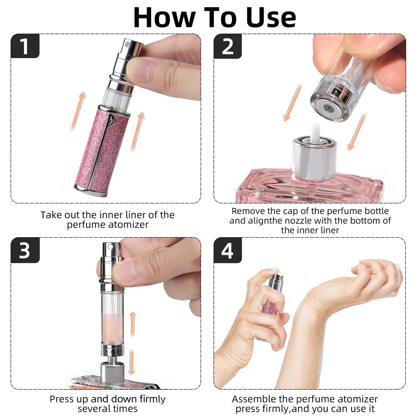 muilsae AB00DB 5ml Leather Perfume Atomiser Refillable, Bottom Fill Perfume Bottle, Portable and Leak-proof Suitable for Women and Men (AB00DB 5ml)