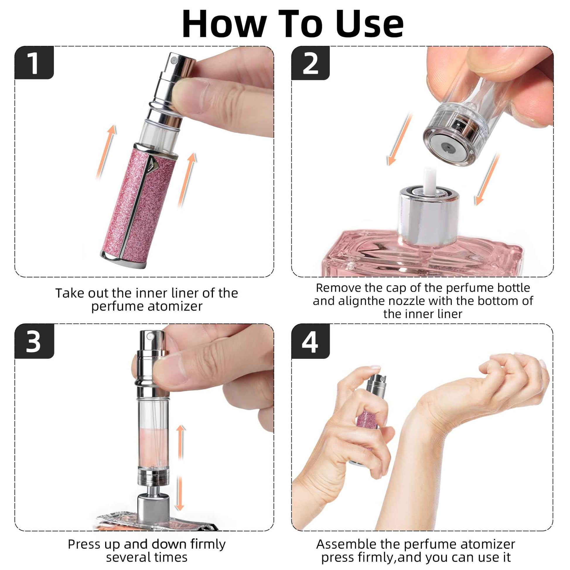 muilsae AB00DB 5ml Leather Perfume Atomiser Refillable, Bottom Fill Perfume Bottle, Portable and Leak-proof Suitable for Women and Men (AB00DB 5ml)