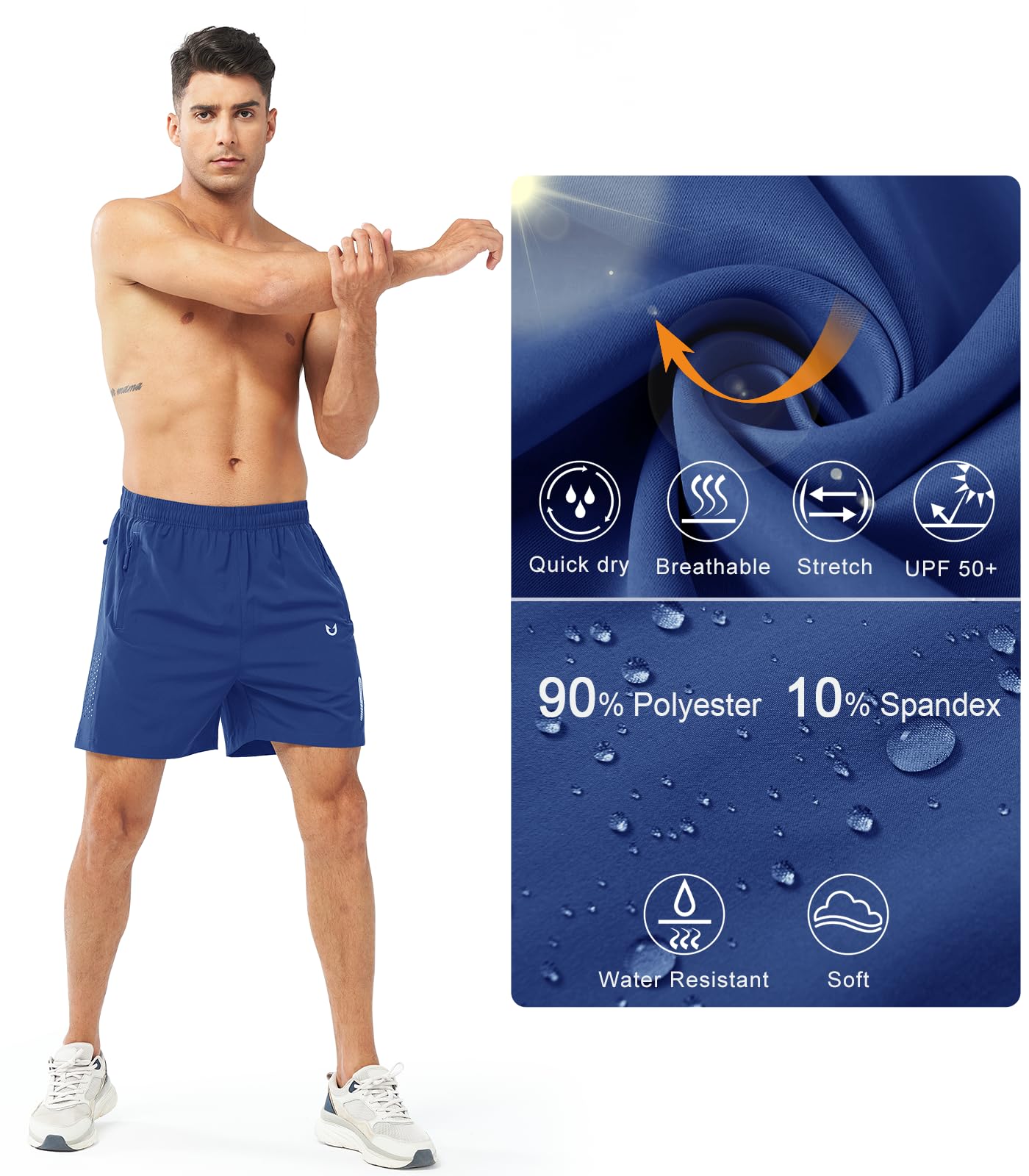 NORTHYARD Men's Athletic Running Shorts Quick Dry Workout Shorts 7"/ 5"/ 9" Lightweight Sports Gym Basketball Shorts Hiking Exercise ROYALBLUE-5inch S