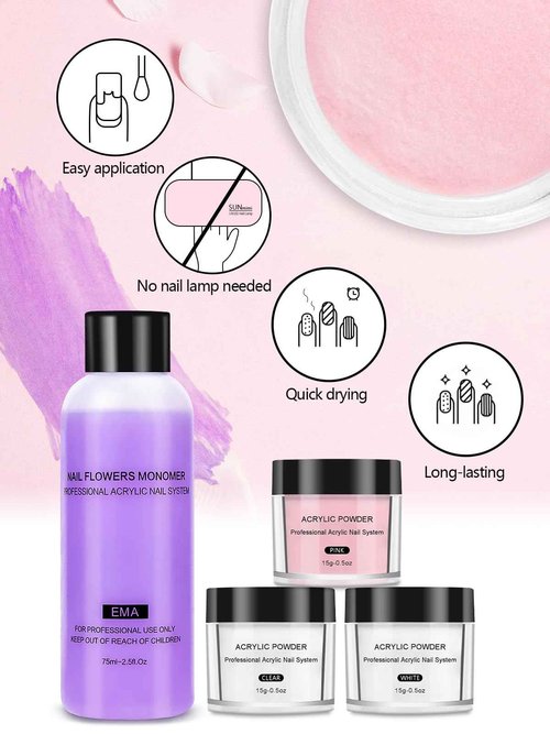 42 Colors Acrylic Nails Kits with Drill and UV Light- Acrylic Nail Powder Glitter and Monomer Liquid Kit with Nail Storage Bag, 5PCS Practice Finger