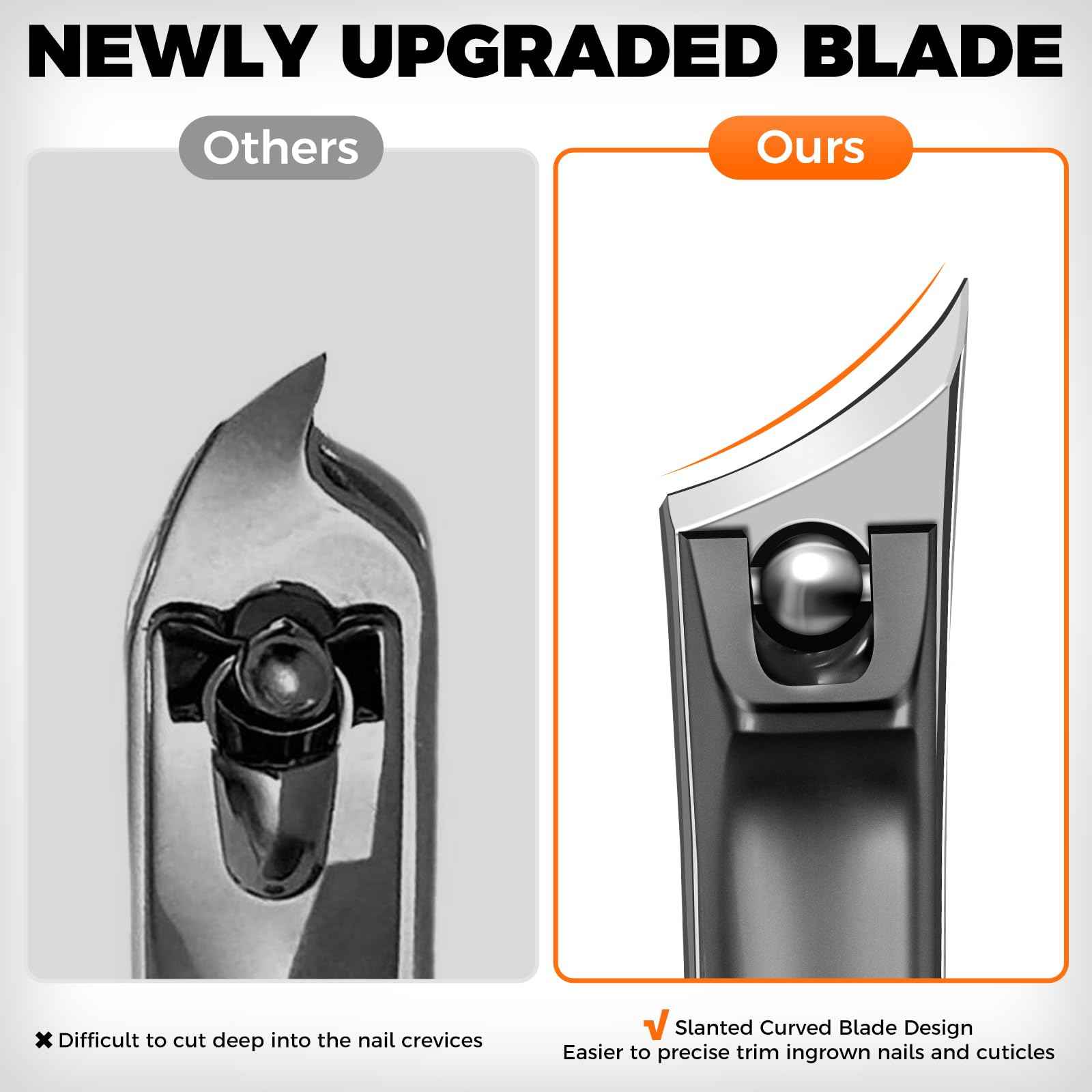 Nail Clippers for Men Thick Ingrown Nails, Wide Jaw Opening Large Toenail Clippers for Seniors Thick Toenails, Upgraded Slanted Curved Ingrown Fingernail Toenail Clippers