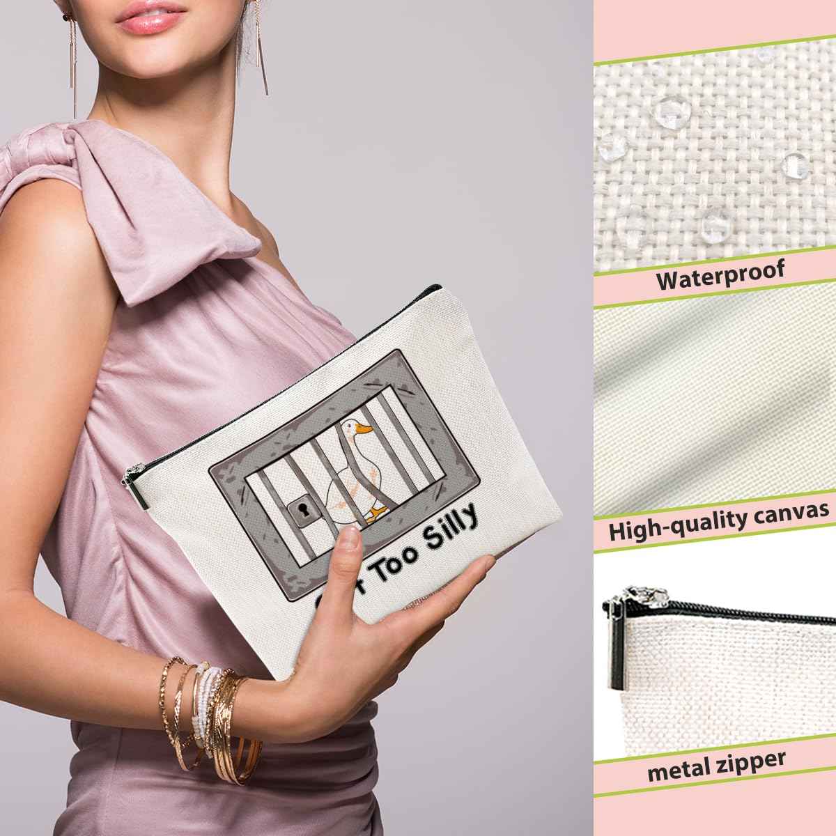 BQXH Funny Goose Pun Makeup Bag, Funny Gifts Cosmetic Bag, Goose Gifts Travel Organizer Animal Humor Zipper Pouch Graduation Birthday Friendship Gifts for Women Coworker Best Friend Sister