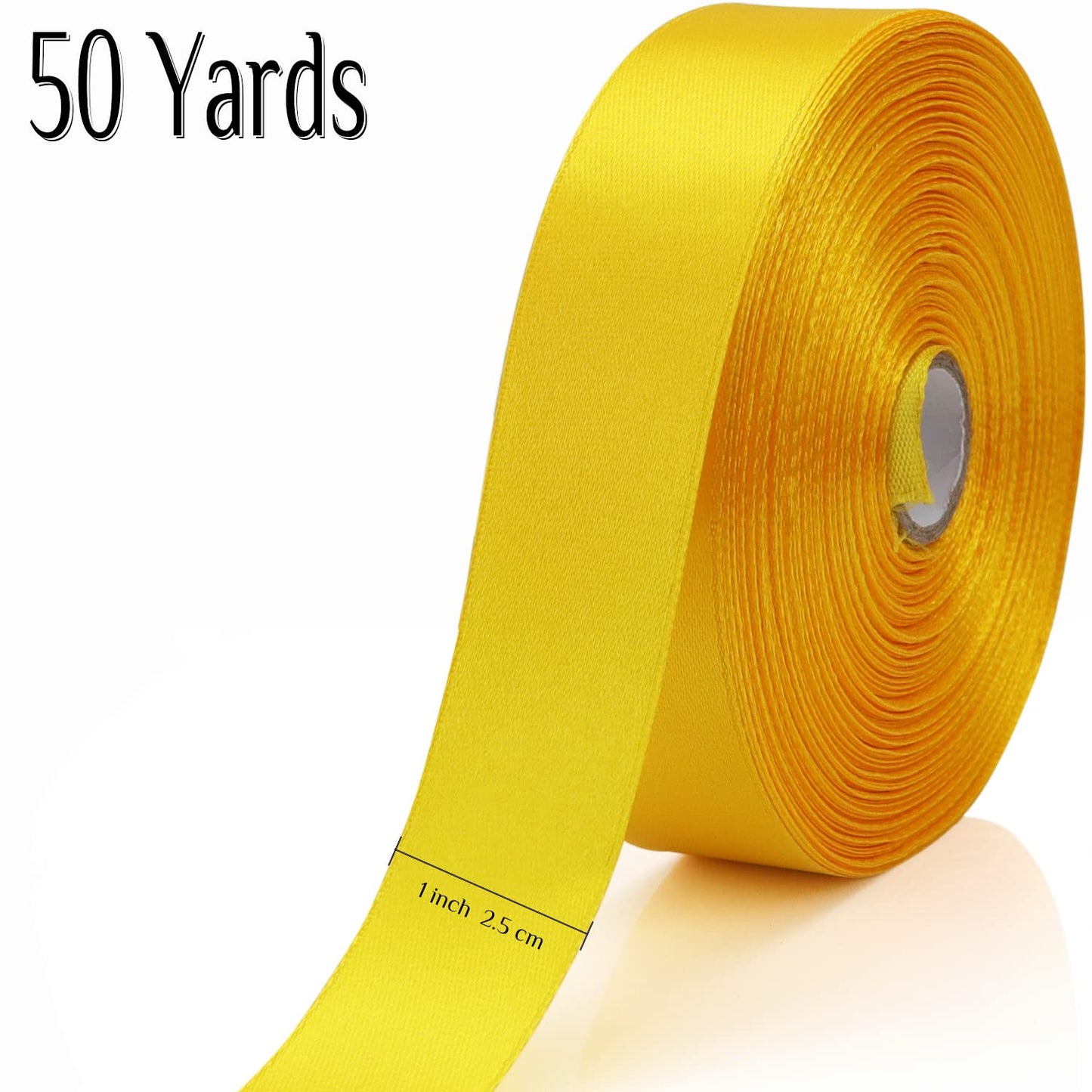 Nsilu 1 inch Yellow Ribbon for Gift Wrapping 50 Yards Perfect Wedding Party Wreath Sewing DIY Hair Accessories Decoration Floral Hair Balloons Other Projects