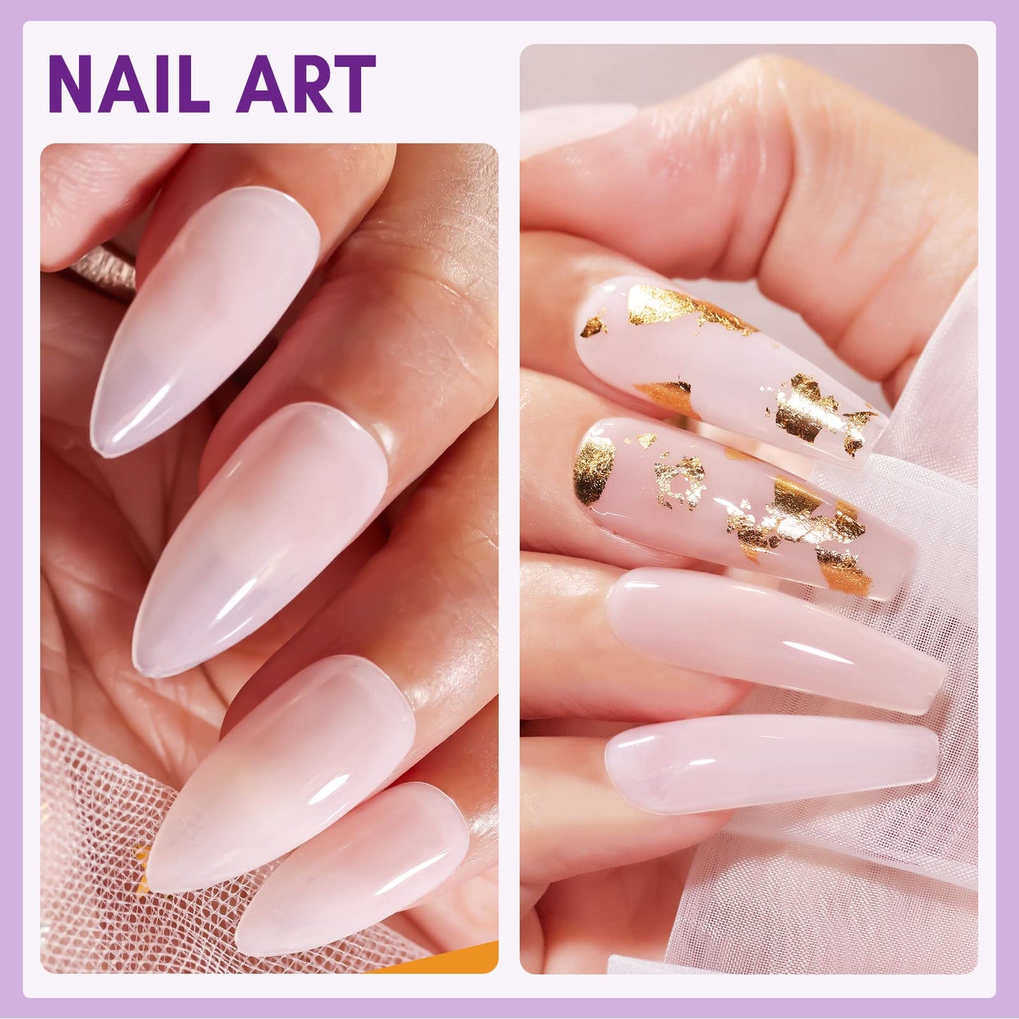 Makartt Gel Nail Polish Set 15ML Natural Gel Polish Jelly Light Pink Color Soak Off UV Nail Art Manicure DIY Salon Home for Woman Girls-Gentle Blossom