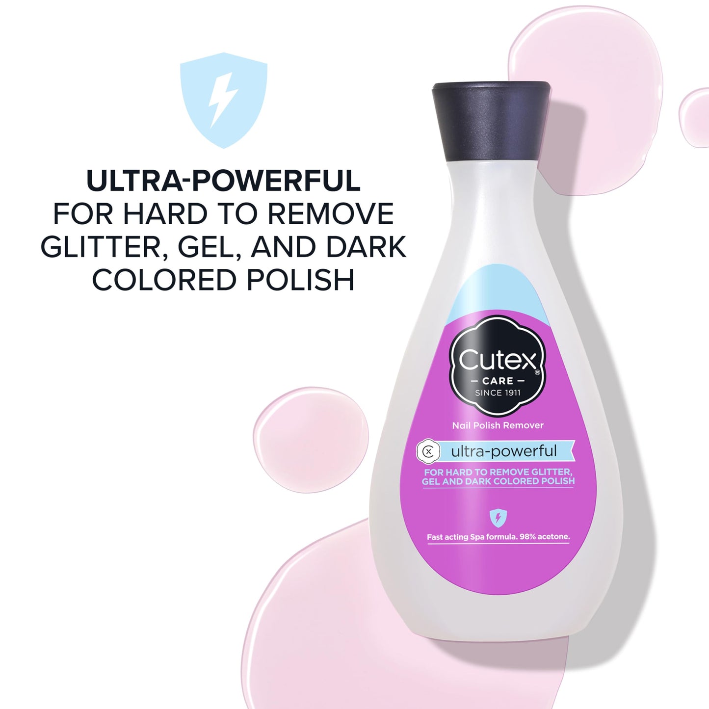 Cutex Gel Nail Polish Remover, Ultra-Powerful & Removes Glitter and Dark Colored Paints, Paraben Free, 6.76 Fl Oz