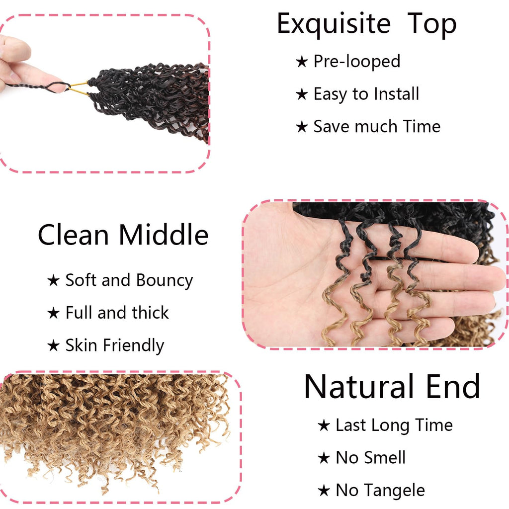 Yanky Twist Crochet Hair 14 Inch 9 Packs Passion Twist Crochet Hair Pre-twisted Fluffy Mini Crochet Twists Hair Crochet Braids Hair 1B/27#