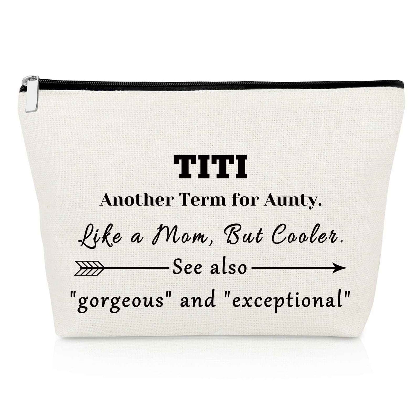Gevody Aunt Gifts from Niece Nephew Makeup Bag Auntie Gift Appreciation Gifts for Women TiTi Tia Birthday Gifts Cosmetic Bag TiTi Gifts Thank You Gifts Mothers Day Gifts for Her Travel Pouch
